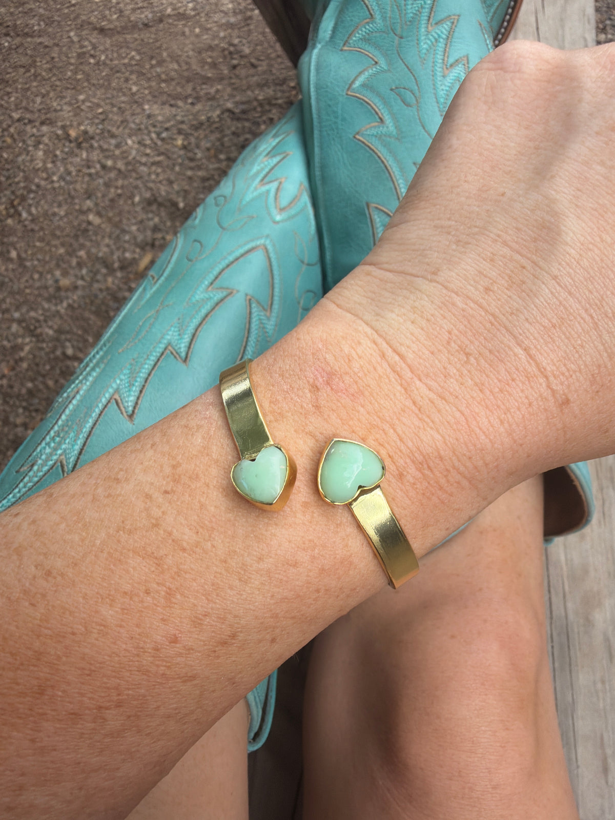 “The Golden Collection” Painted Desert Handmade Paloma Gold Plated Adjustable Heart Bracelet Cuff STYLE 4