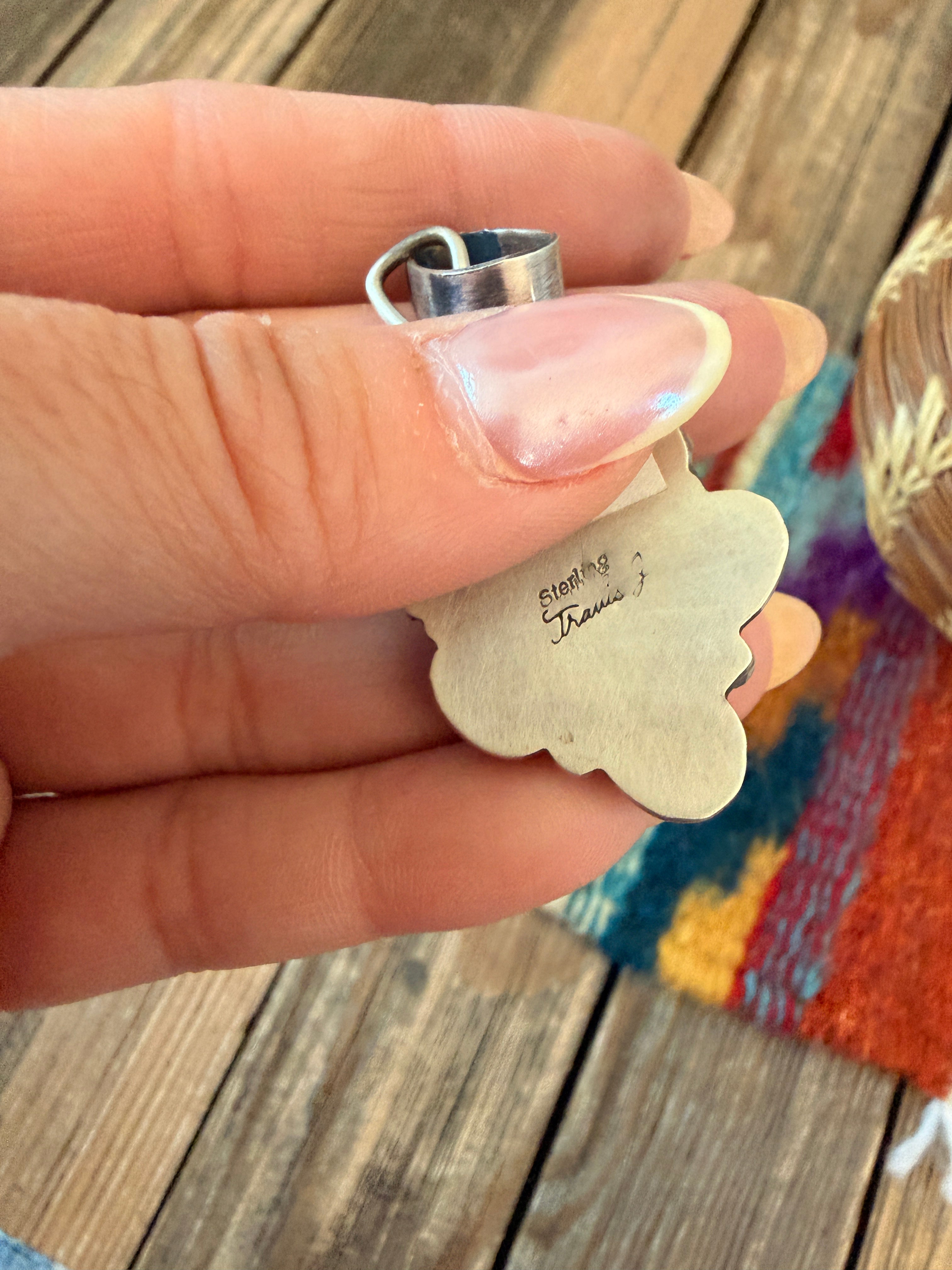 Handcrafted Sterling Silver & Turquoise Pendant by Travis Jim