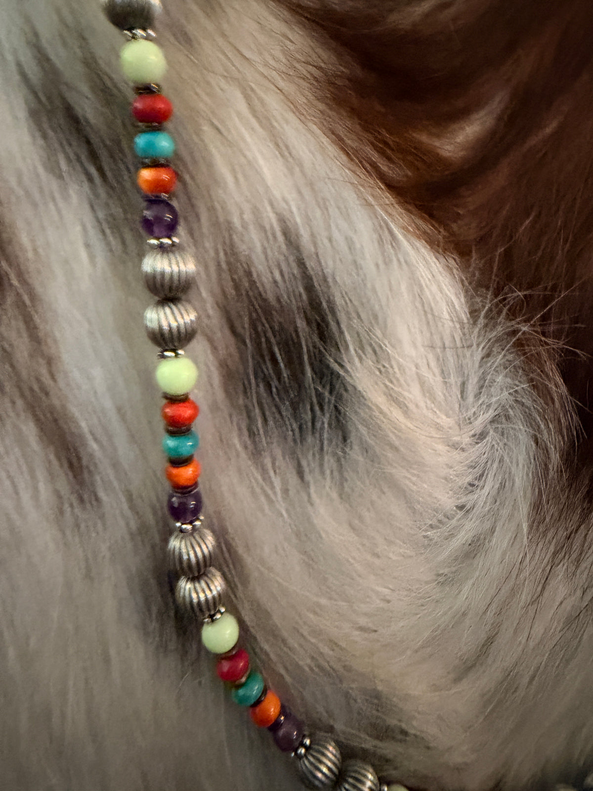 Handcrafted Multi Stone & Sterling Silver 18” Beaded Necklace