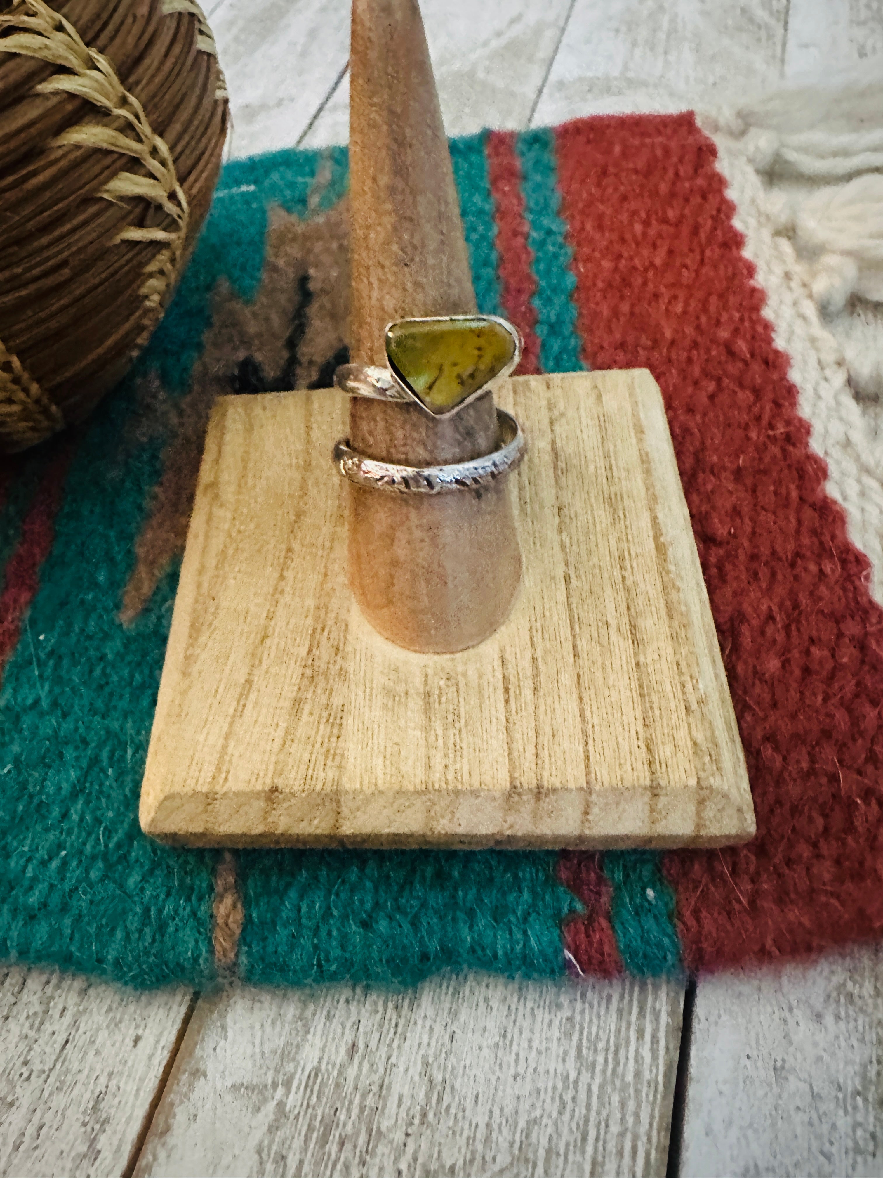 Handcrafted Sterling Silver & Turquoise Adjustable Ring