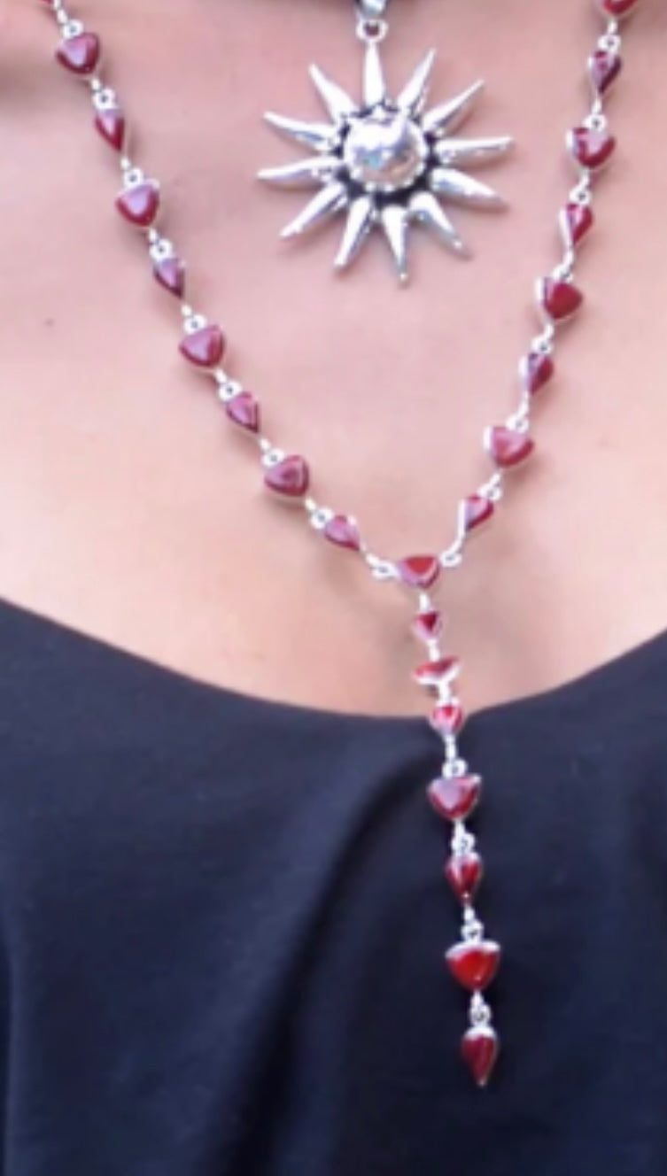24" Red Jasper Lariat Necklace