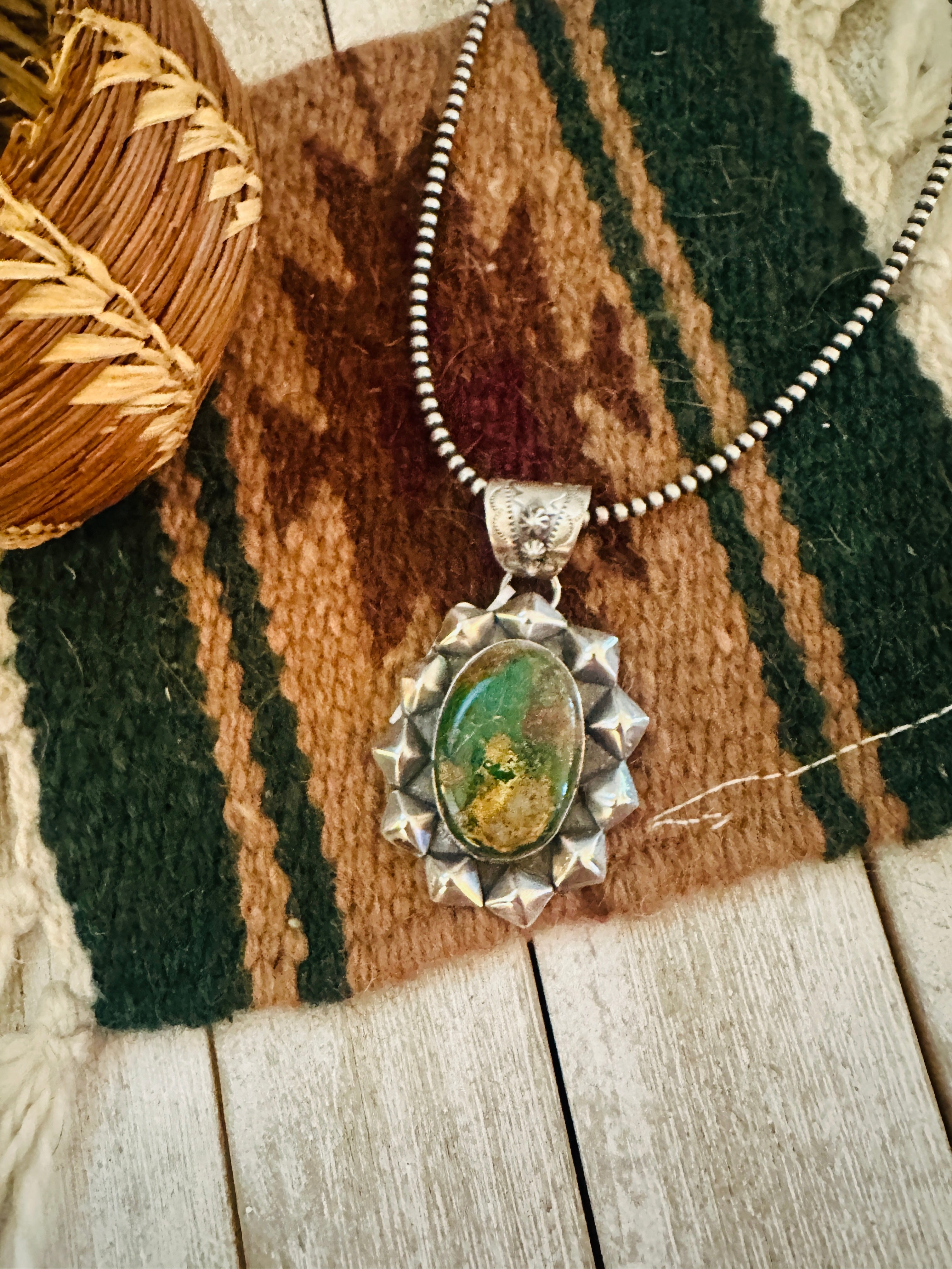 Handcrafted Royston Turquoise & Sterling Silver Pendant