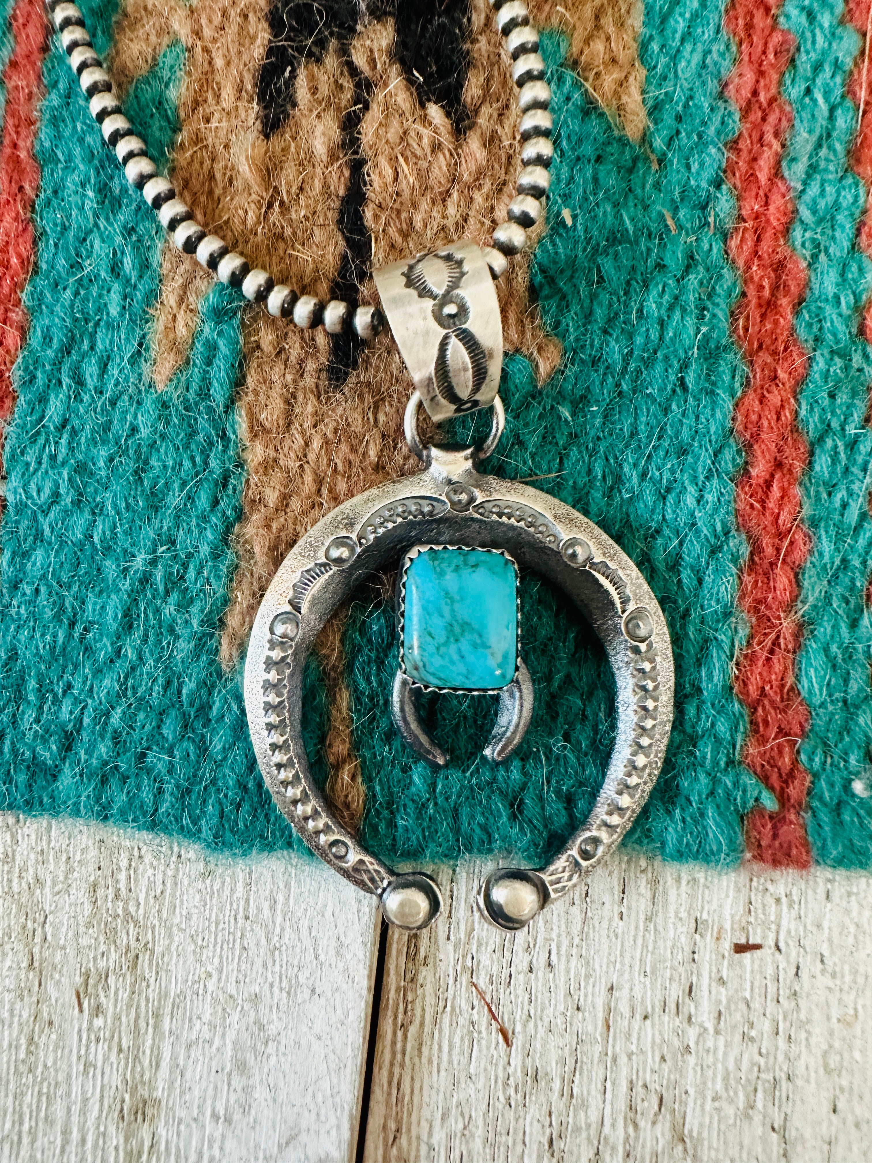 Handcrafted Sterling Silver & Turquoise Naja Pendant by Eva & Linberg Billah