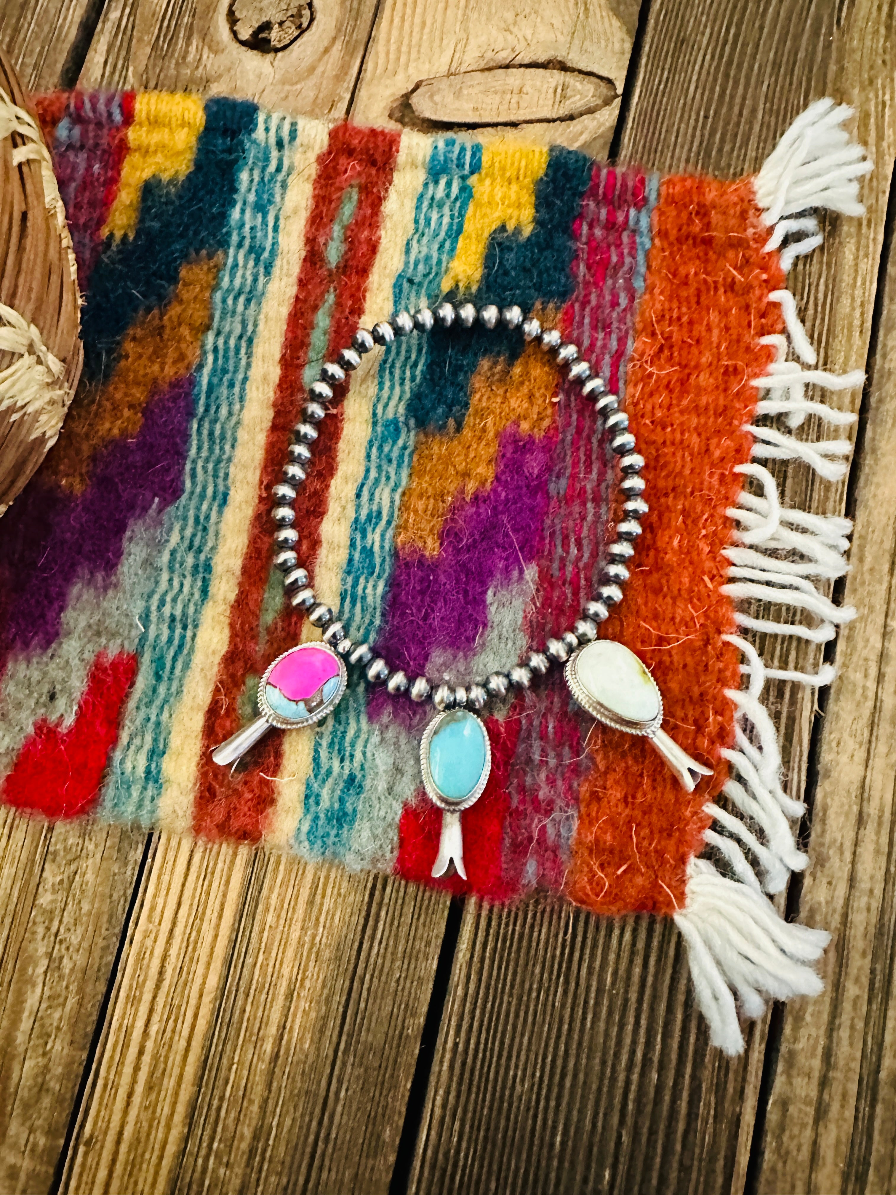 Handcrafted 3mm Sterling Silver Pearl & Multi Stone Blossom Stretch Bracelet