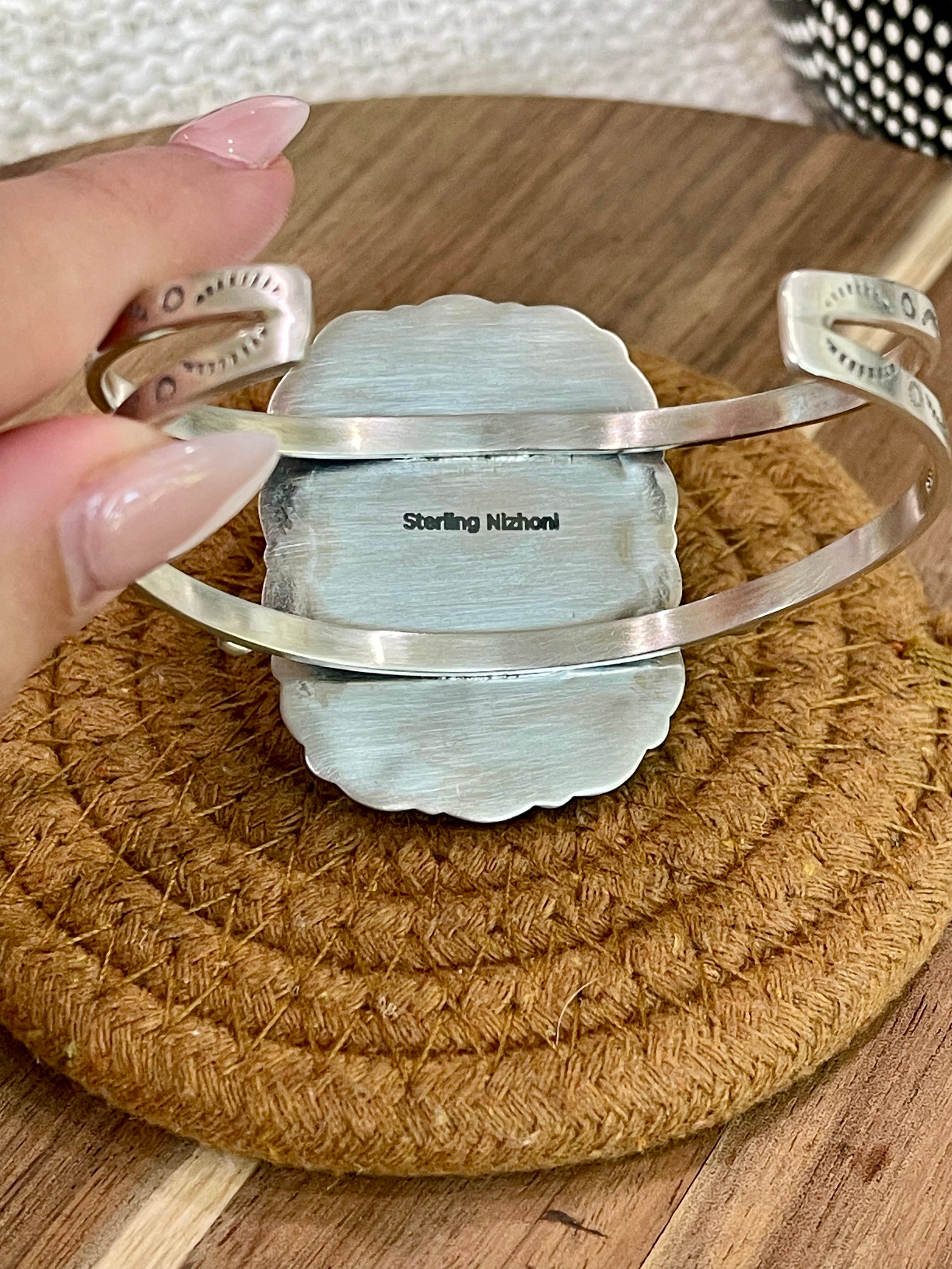 Gorgeous Handmade Sterling Silver & Royston Turquoise Cuff Bracelet