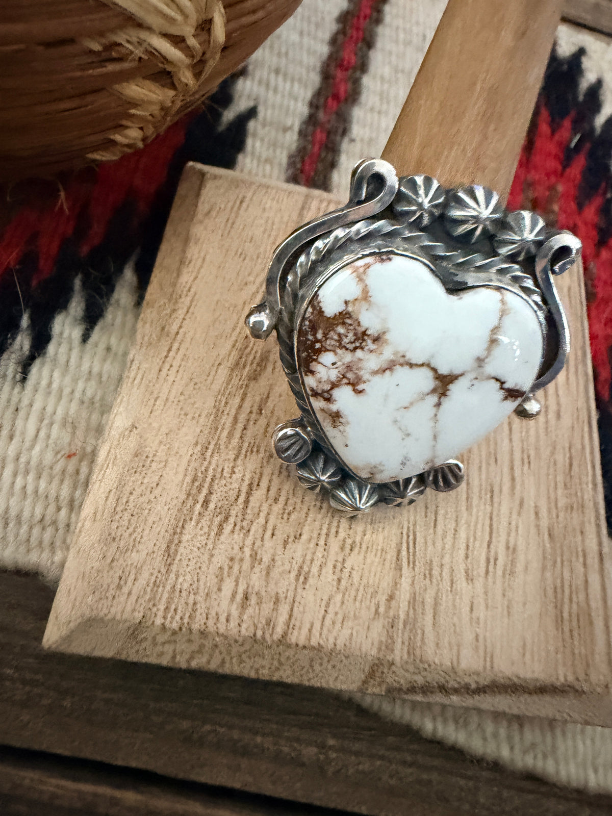 Handcrafted Wild Horse & Sterling Silver Heart Ring 10 by Rosella Paxson