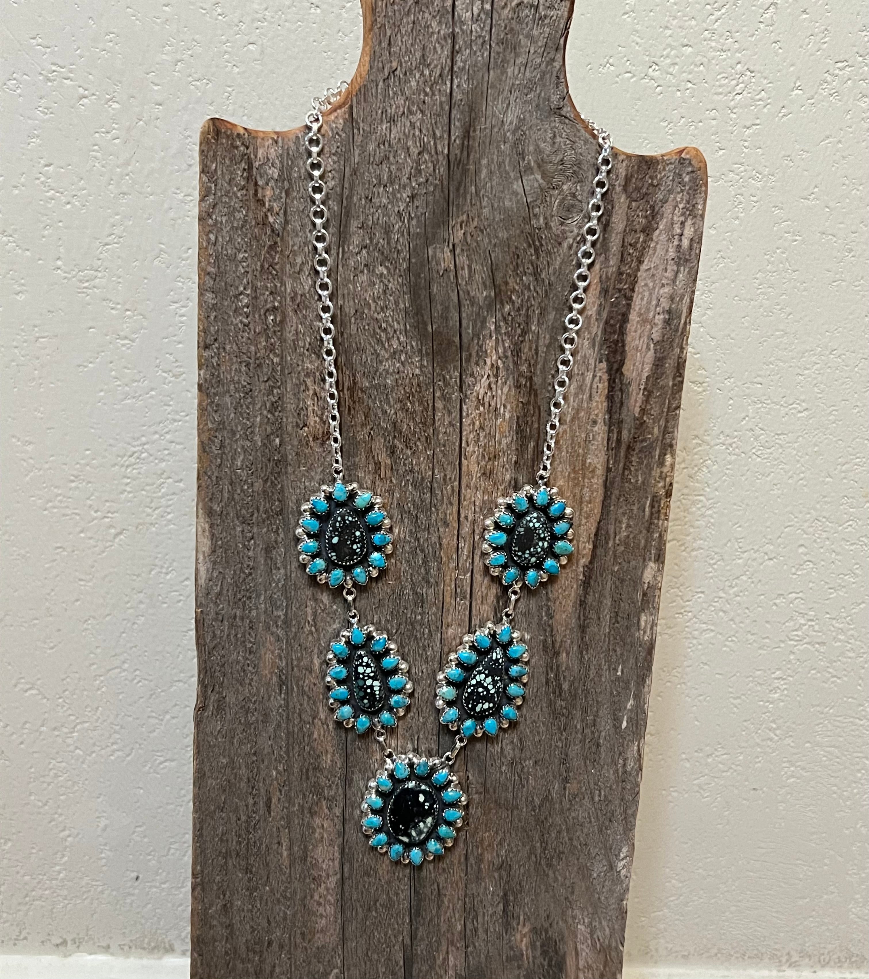 Handmade Newlander Turquoise Sterling Silver Drop Necklace
