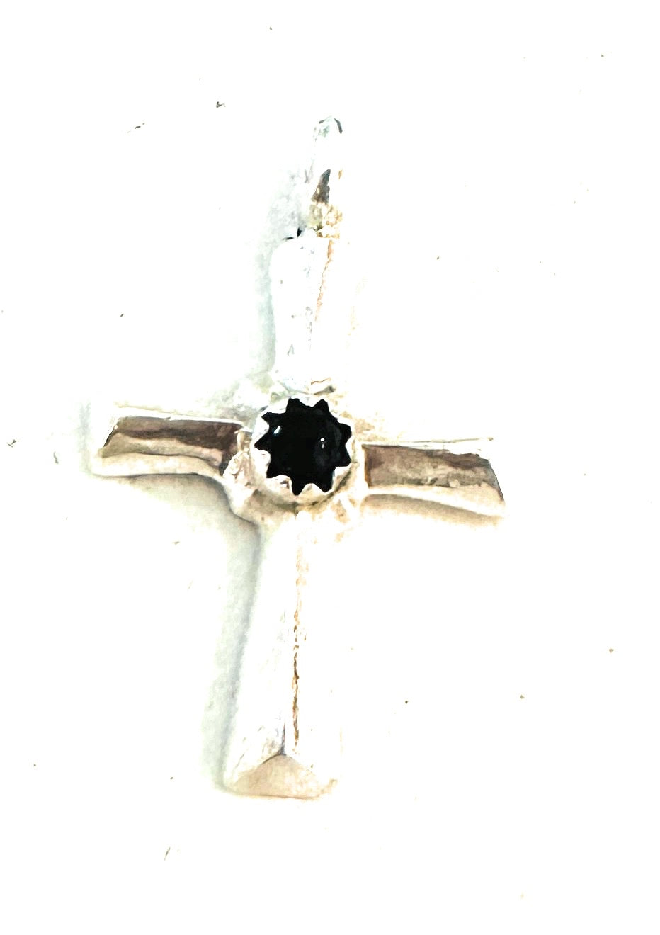 Handcrafted Black Onyx & Sterling Silver Cross Pendant CR29
