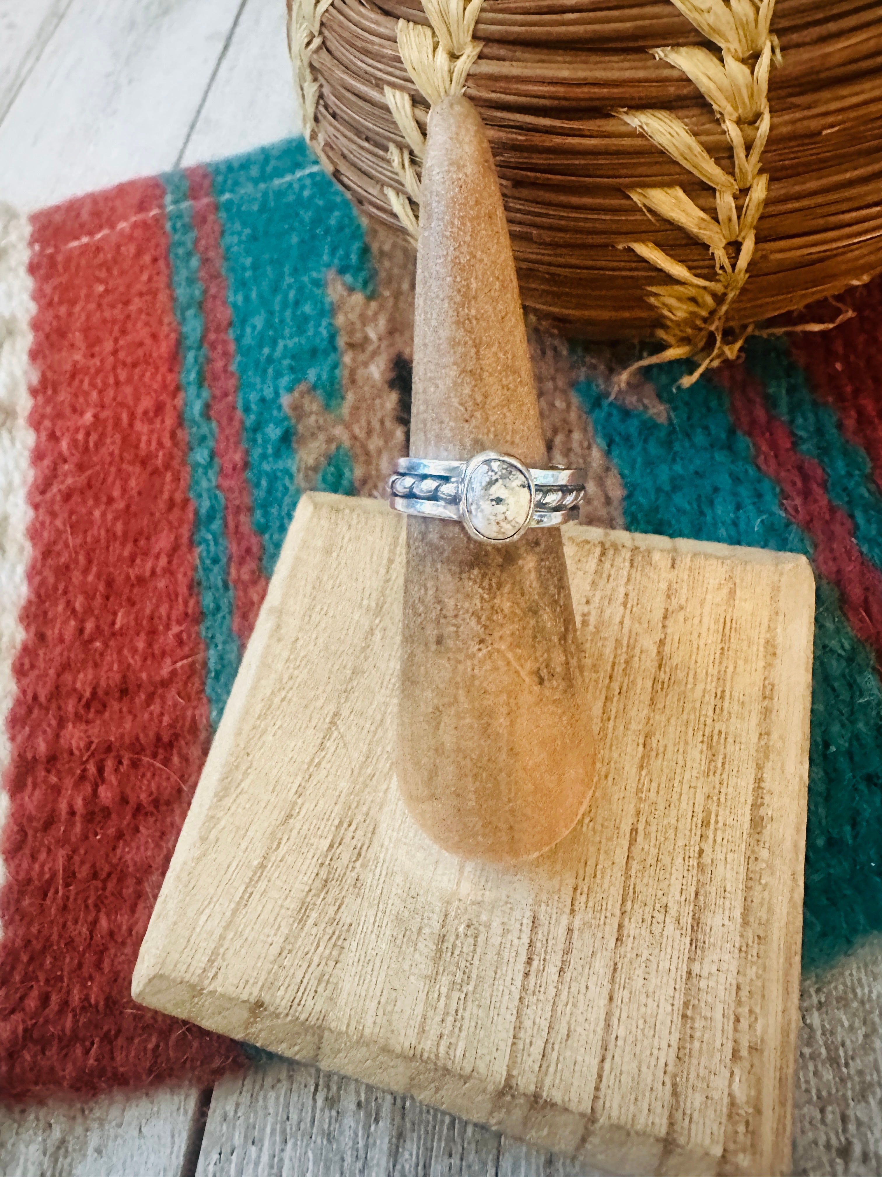 Handcrafted Sterling Silver & White Buffalo Ring