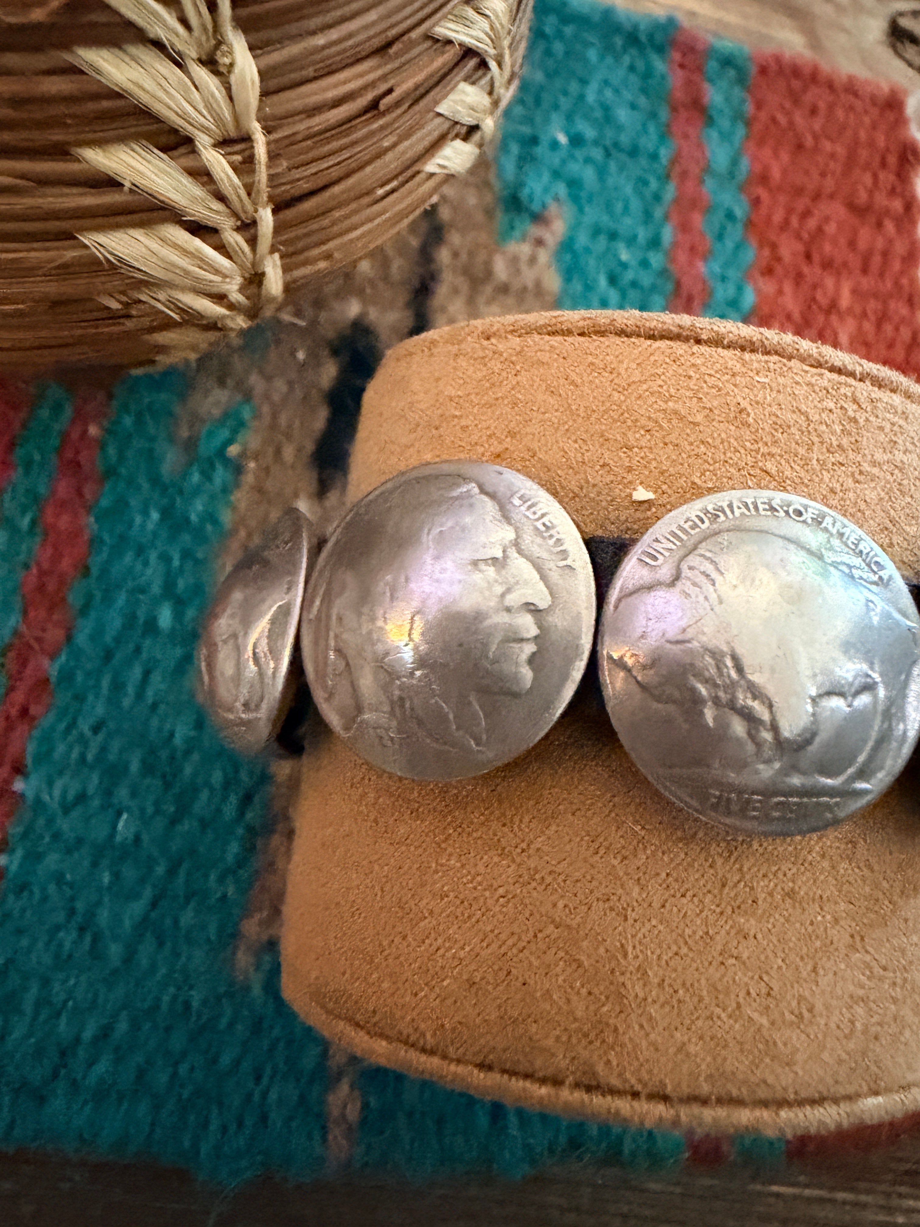 Handcrafted Old Pawn Buffalo Nickel & Leather Bracelet