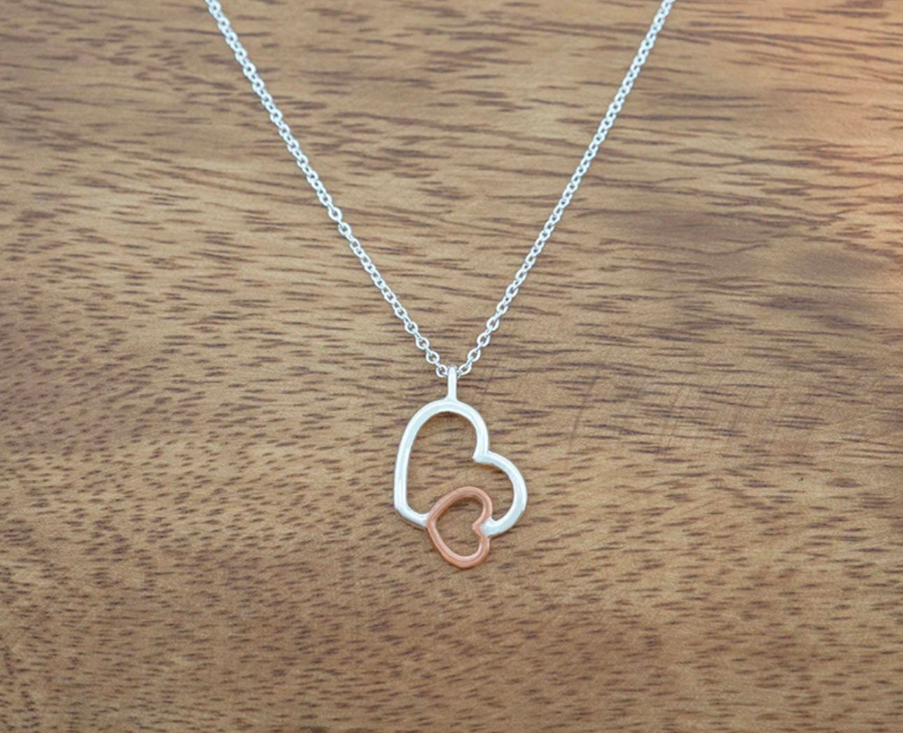 Sterling Silver & Copper Hearts Necklace