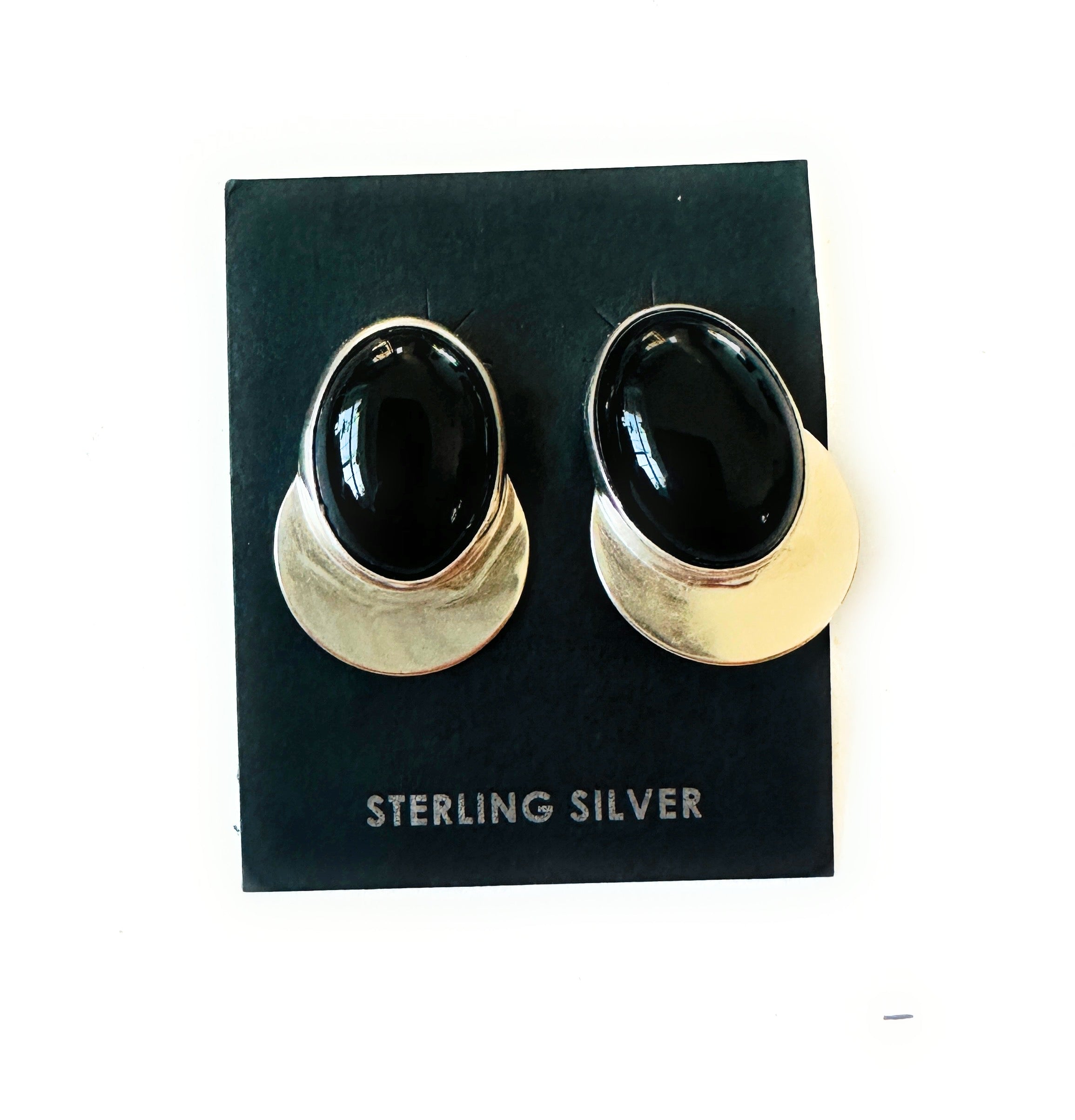 Handcrafted Onyx & Sterling Silver Post Earrings