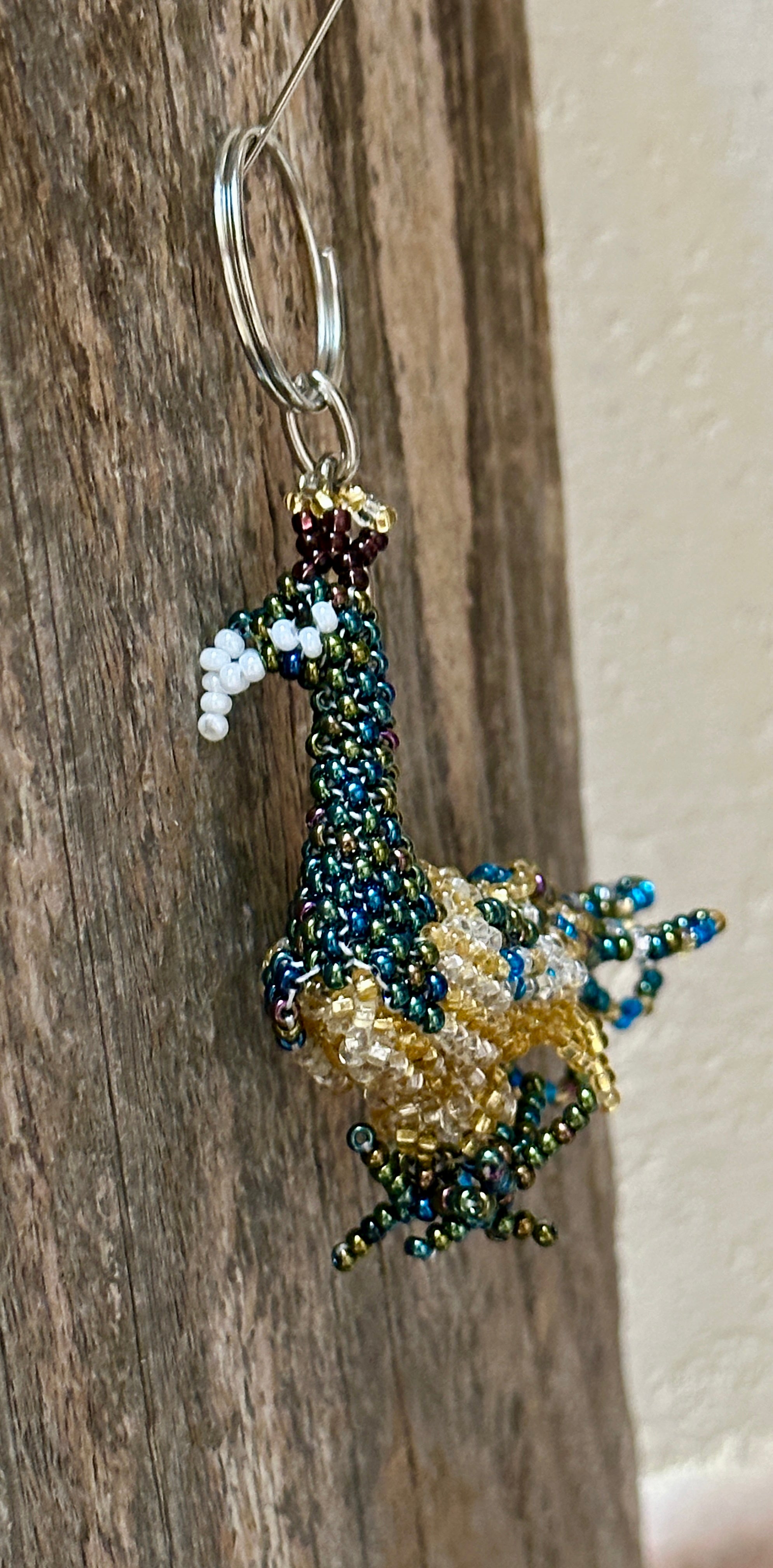 Handmade Beaded Peacock Keychain