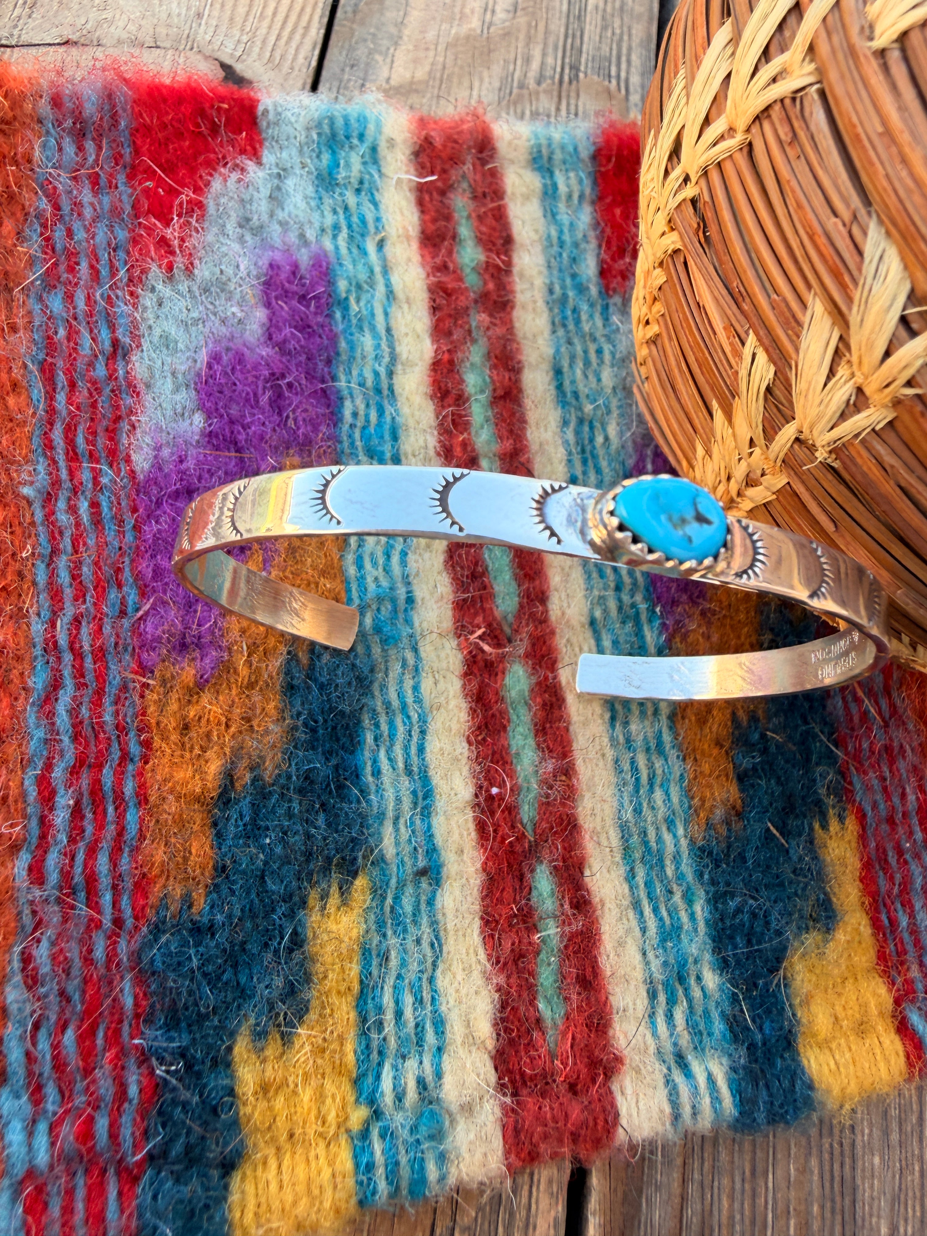 Handcrafted Turquoise & Sterling Silver Cuff Bracelet by Andrew Johnson