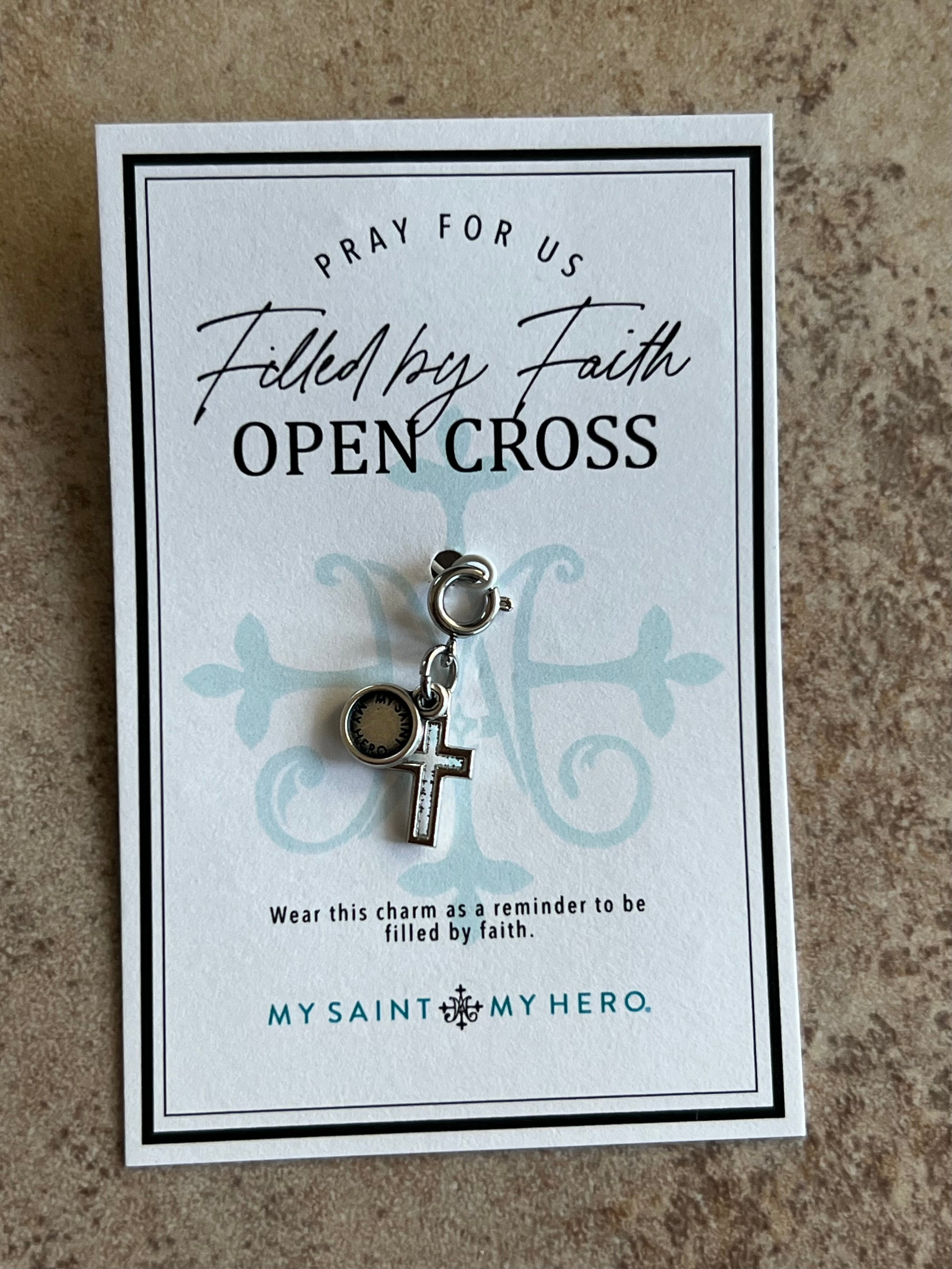 Filled By Faith Open Cross Medal Charm