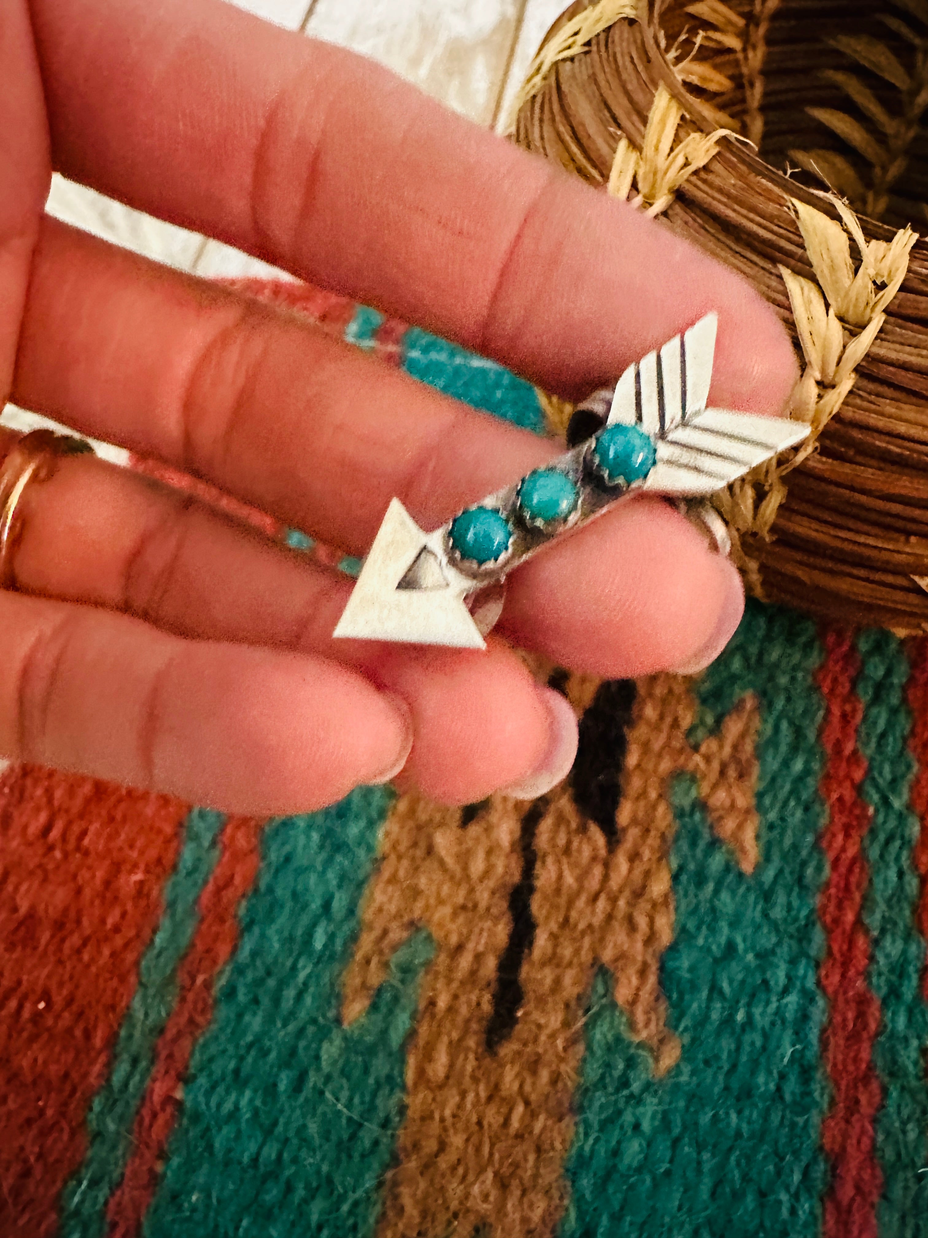 Handcrafted Turquoise & Sterling Silver Arrow Earring