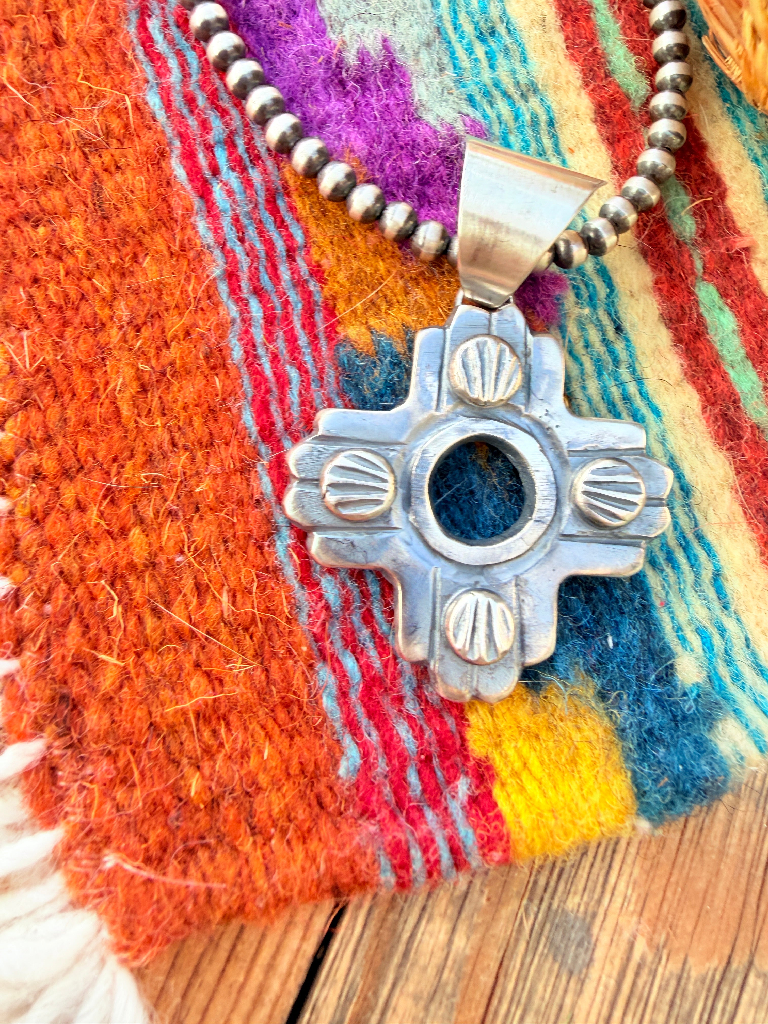 Handcrafted Sterling Silver Zia Cross Pendant by Chimney Butte