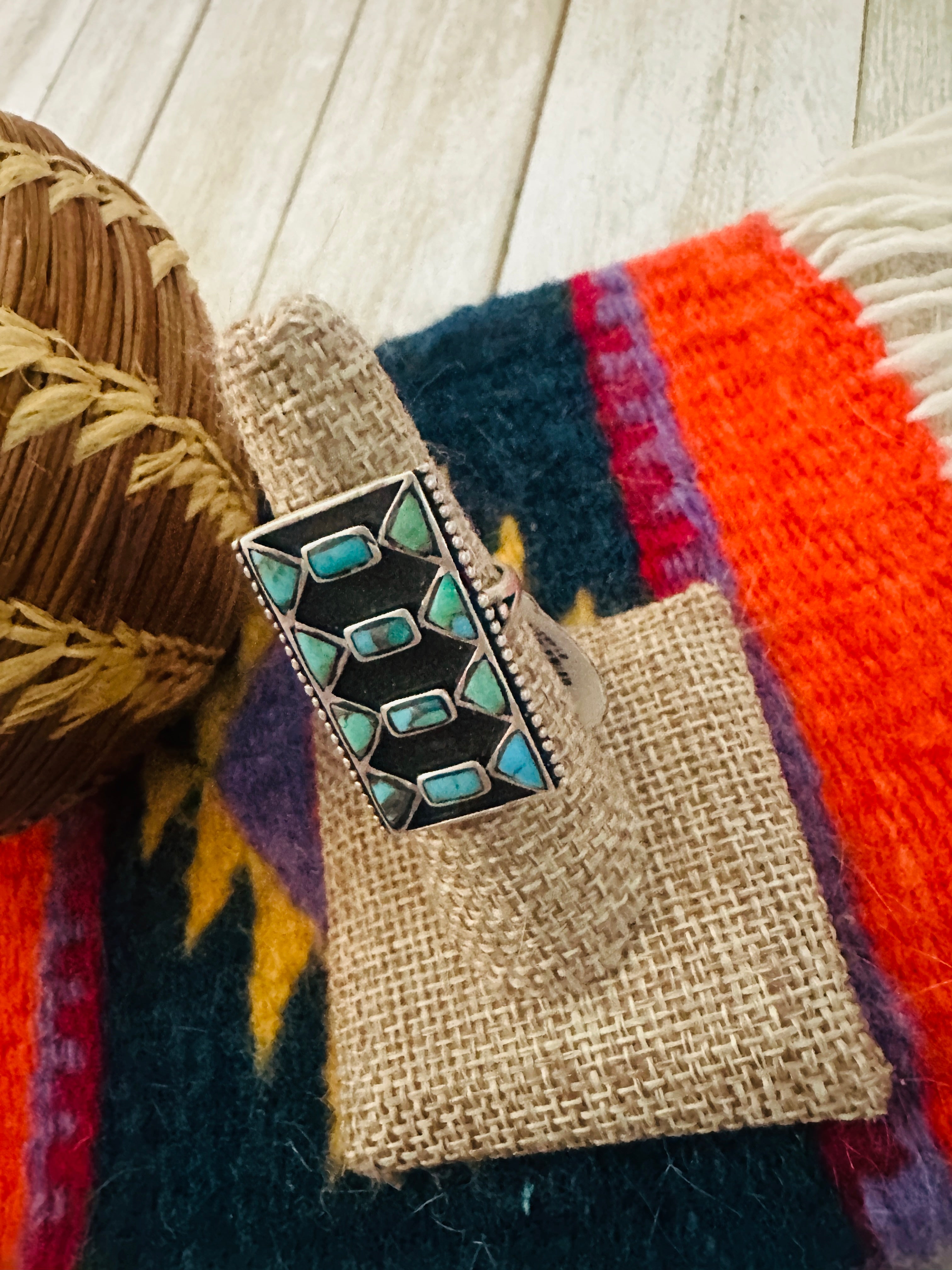 Handcrafted Turquoise & Sterling Silver Ring size 6.5