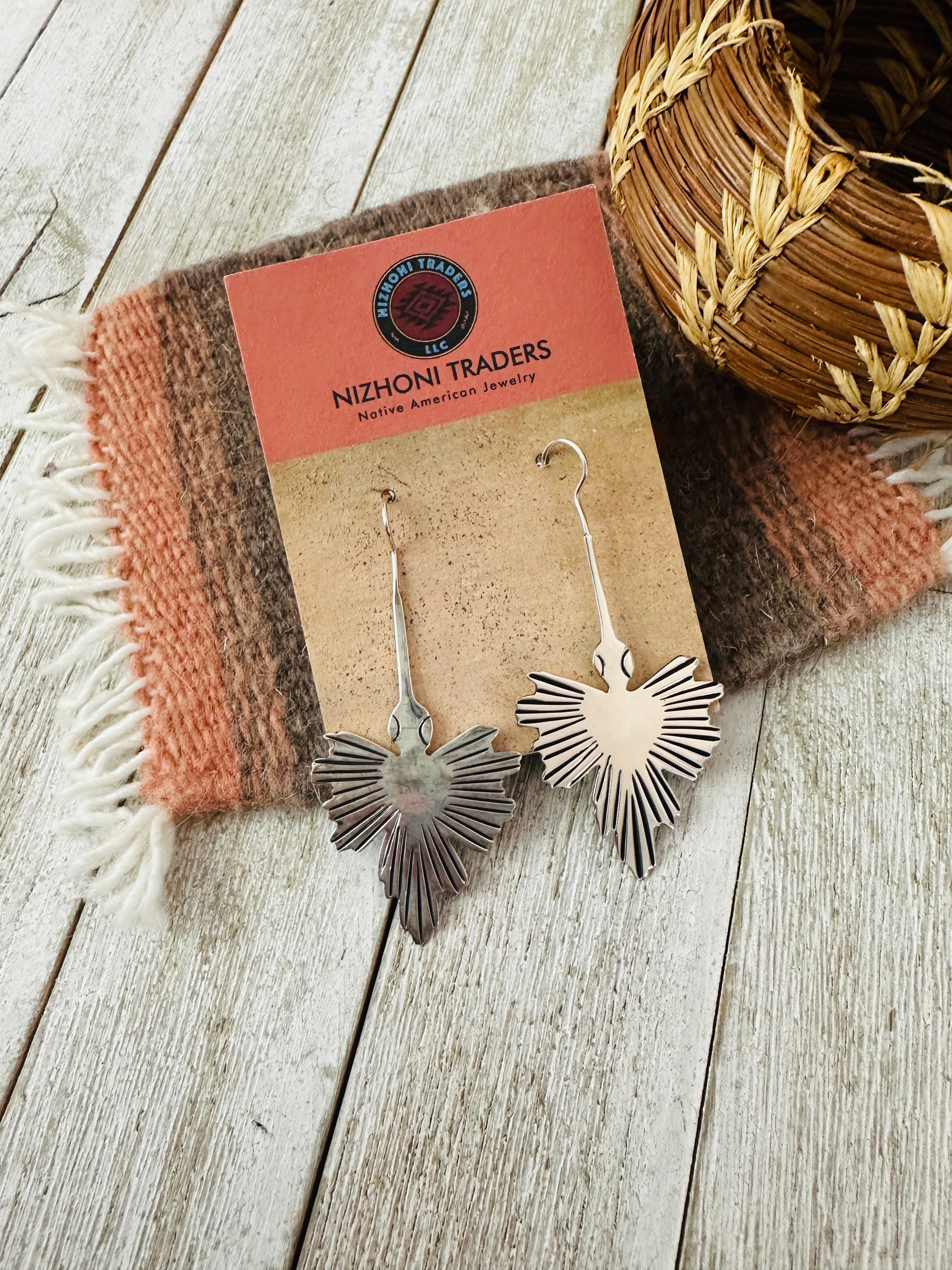 Handcrafted Old Pawn Sterling Silver Waterbird Dangle Earrings