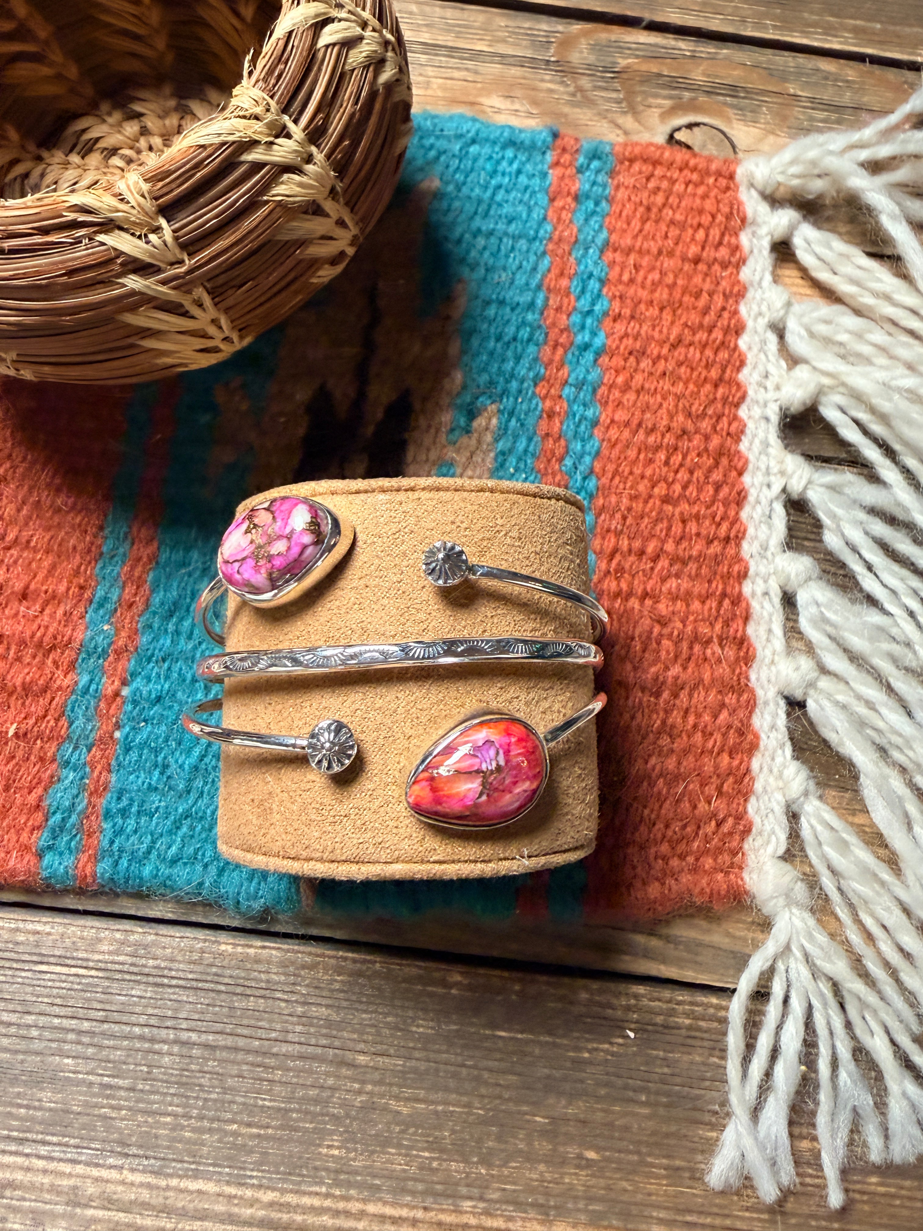 Handcrafted Sterling Silver & Pink Mojave Cuff Bracelet