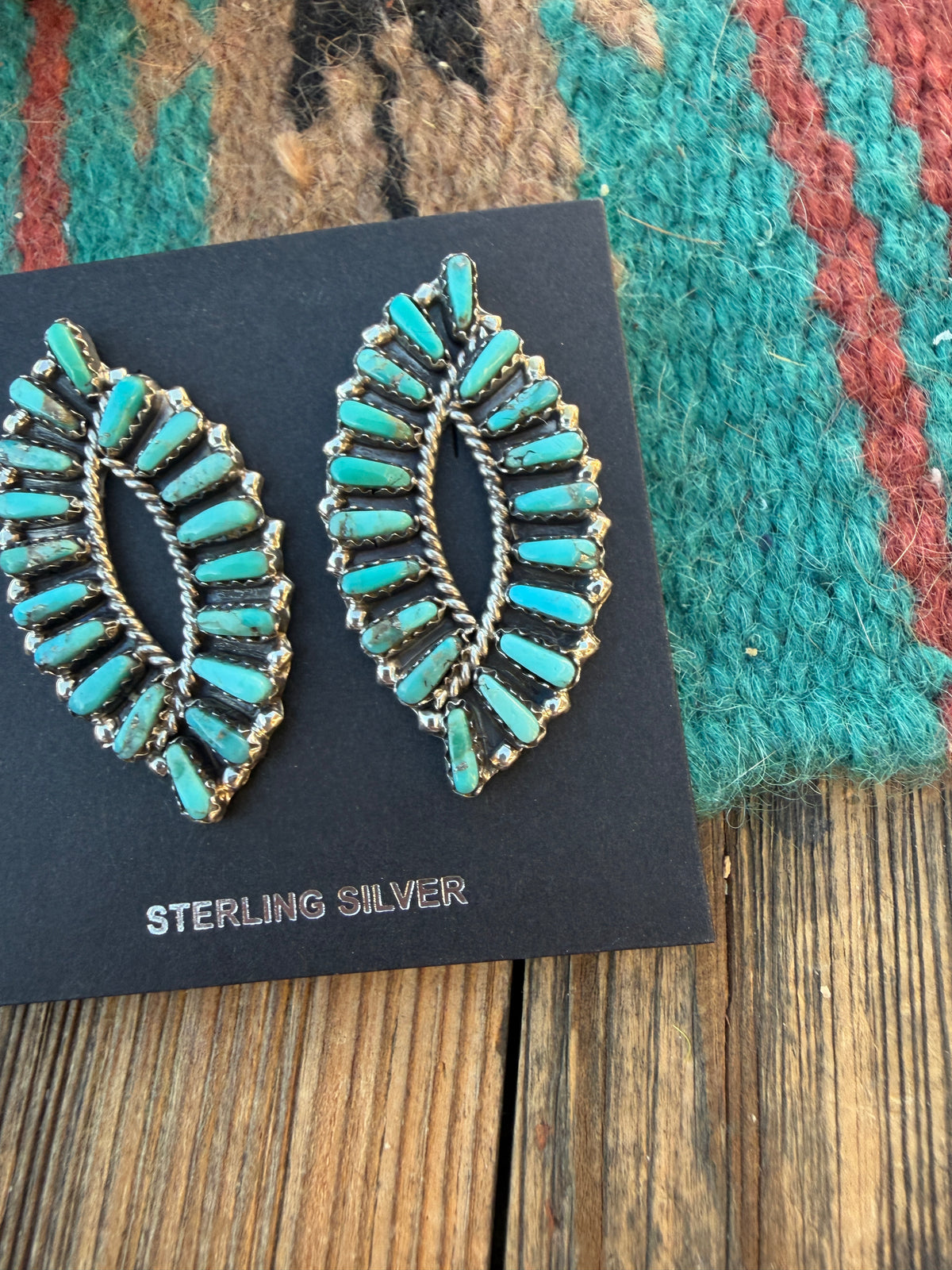 Handcrafted Turquoise & Sterling Silver Needle Point Post Earrings