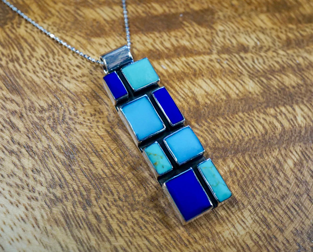 Slim Azul Mosaic Pendant Necklace