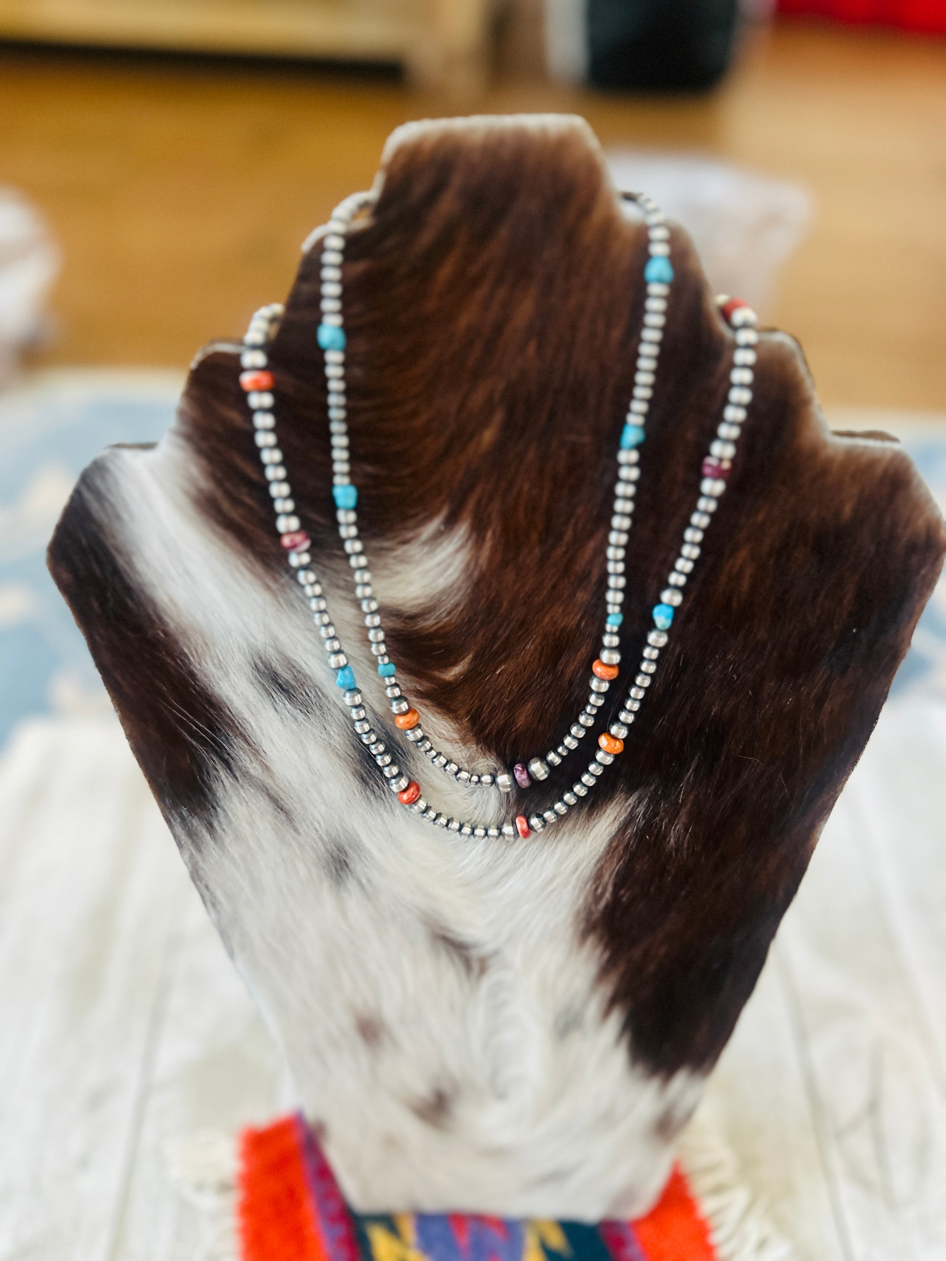 Handcrafted Sterling Silver, Spiny Oyster & Turquoise Beaded Necklace