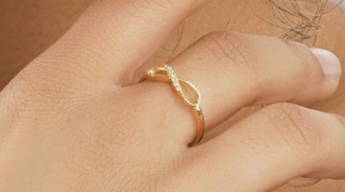 14K Gold Plated Sterling Silver Pave CZ Infinity Ring