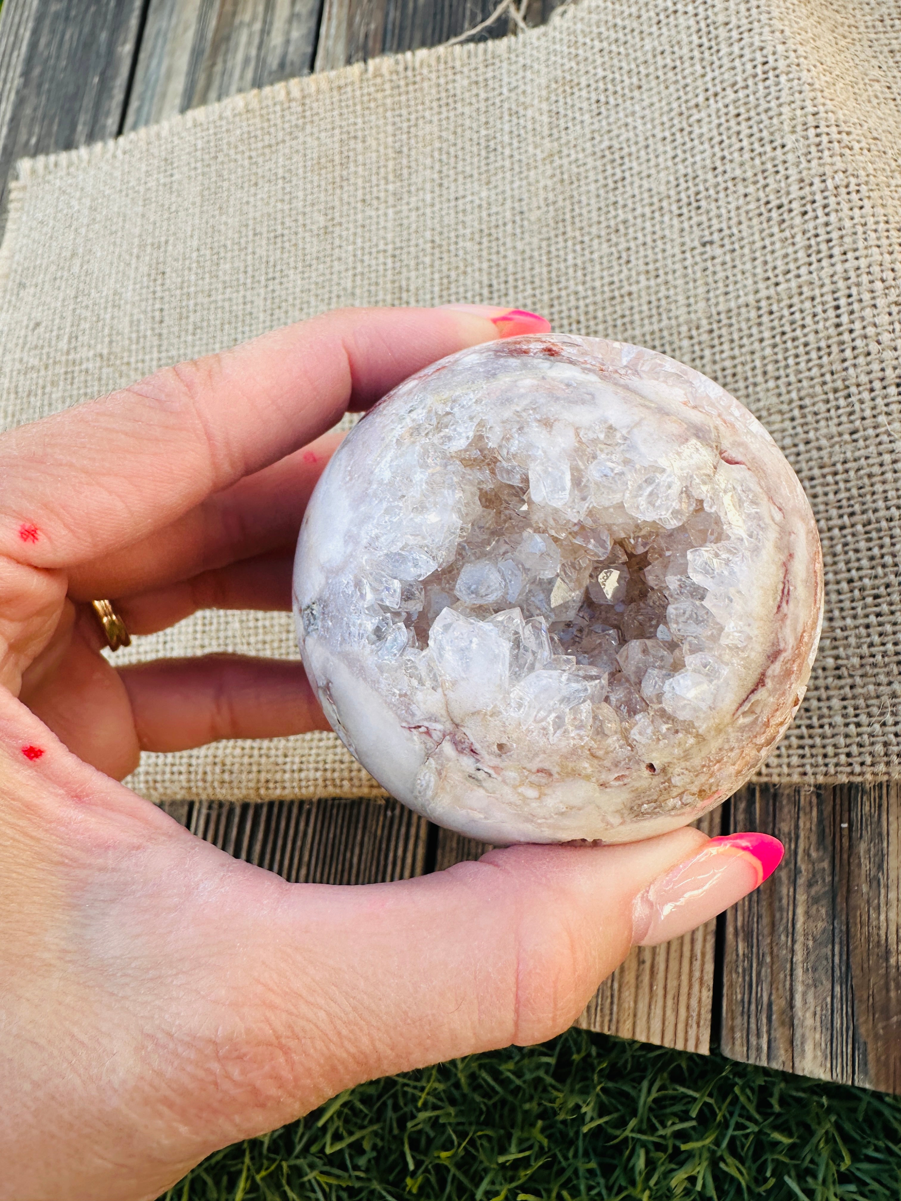 ✨ Nizhoni Crystals ✨ Pink Amethyst Geode Sphere