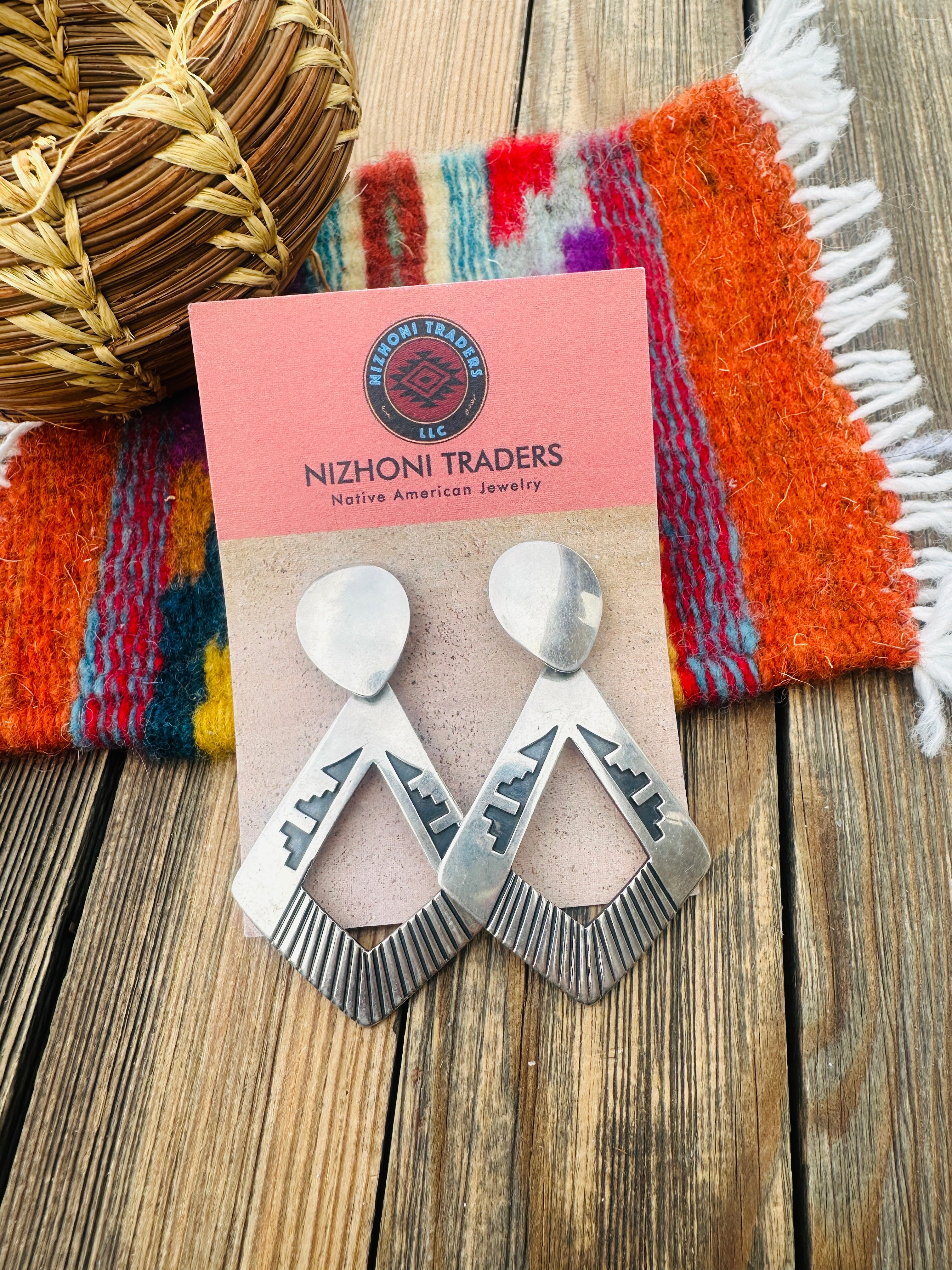 Handcrafted Old Pawn Sterling Silver Dangle Earrings