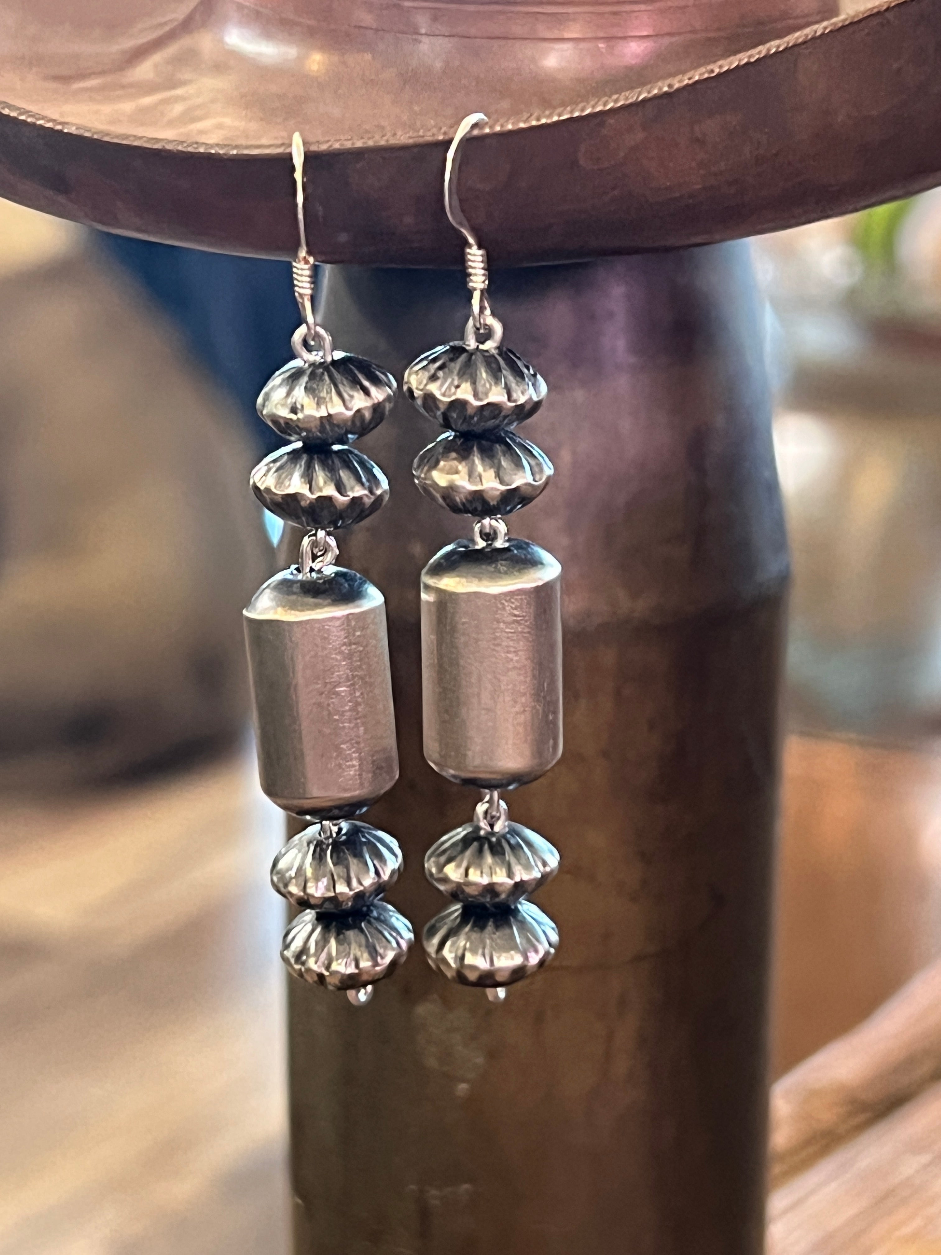 Handcrafted Sterling Handmade Linked Bead Drop Earrings by Crystal Haley