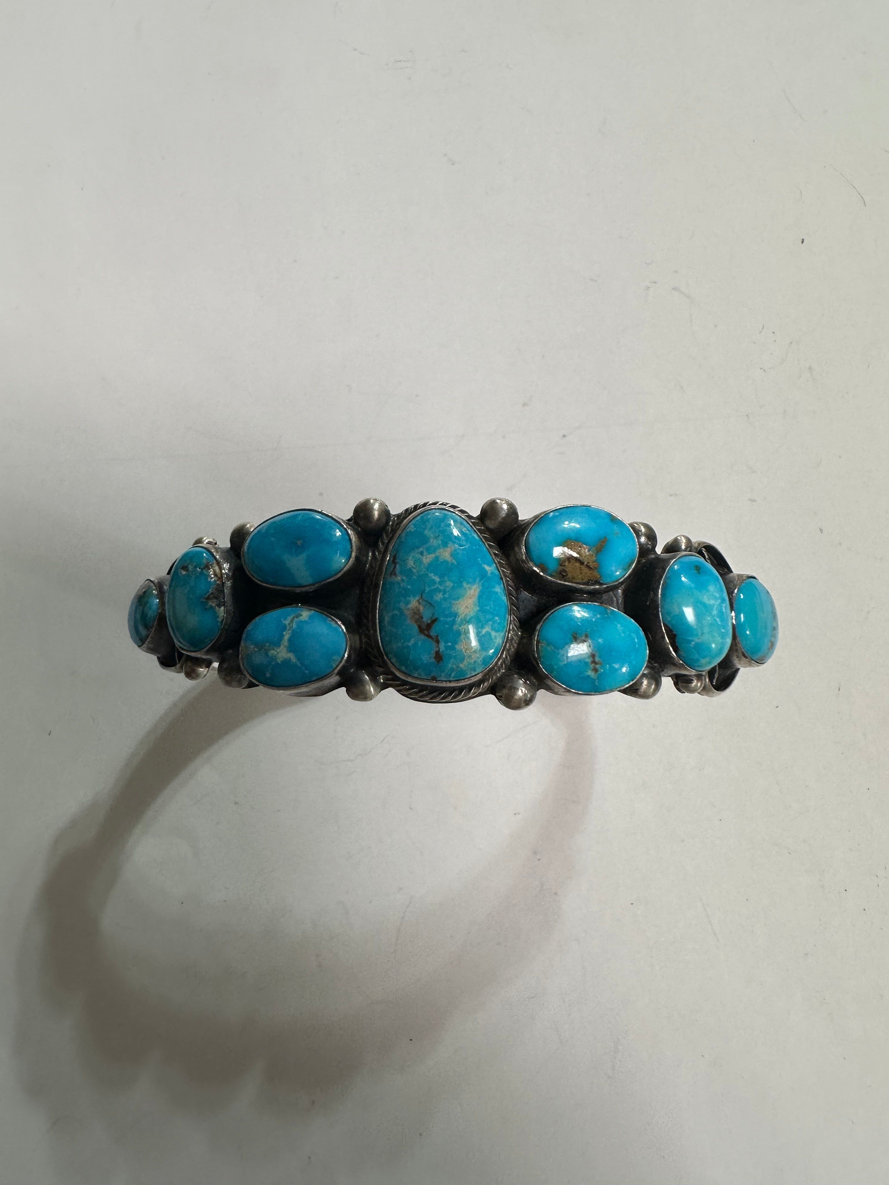 Beautiful Kathleen Livingston Handcrafted Sterling Turquoise Bracelet Cuff Signed