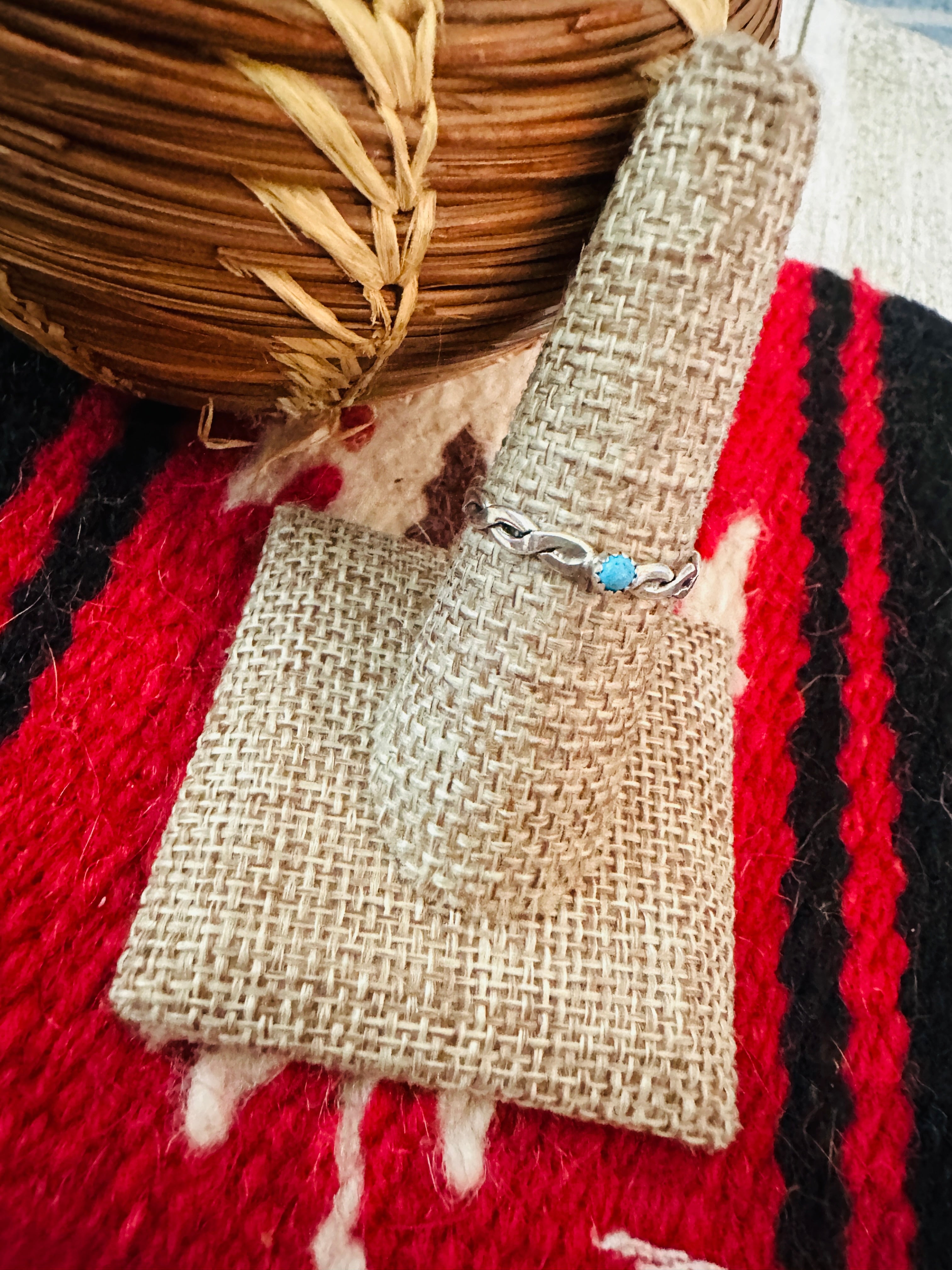 Handcrafted Turquoise & Sterling Silver Twisted Band Ring