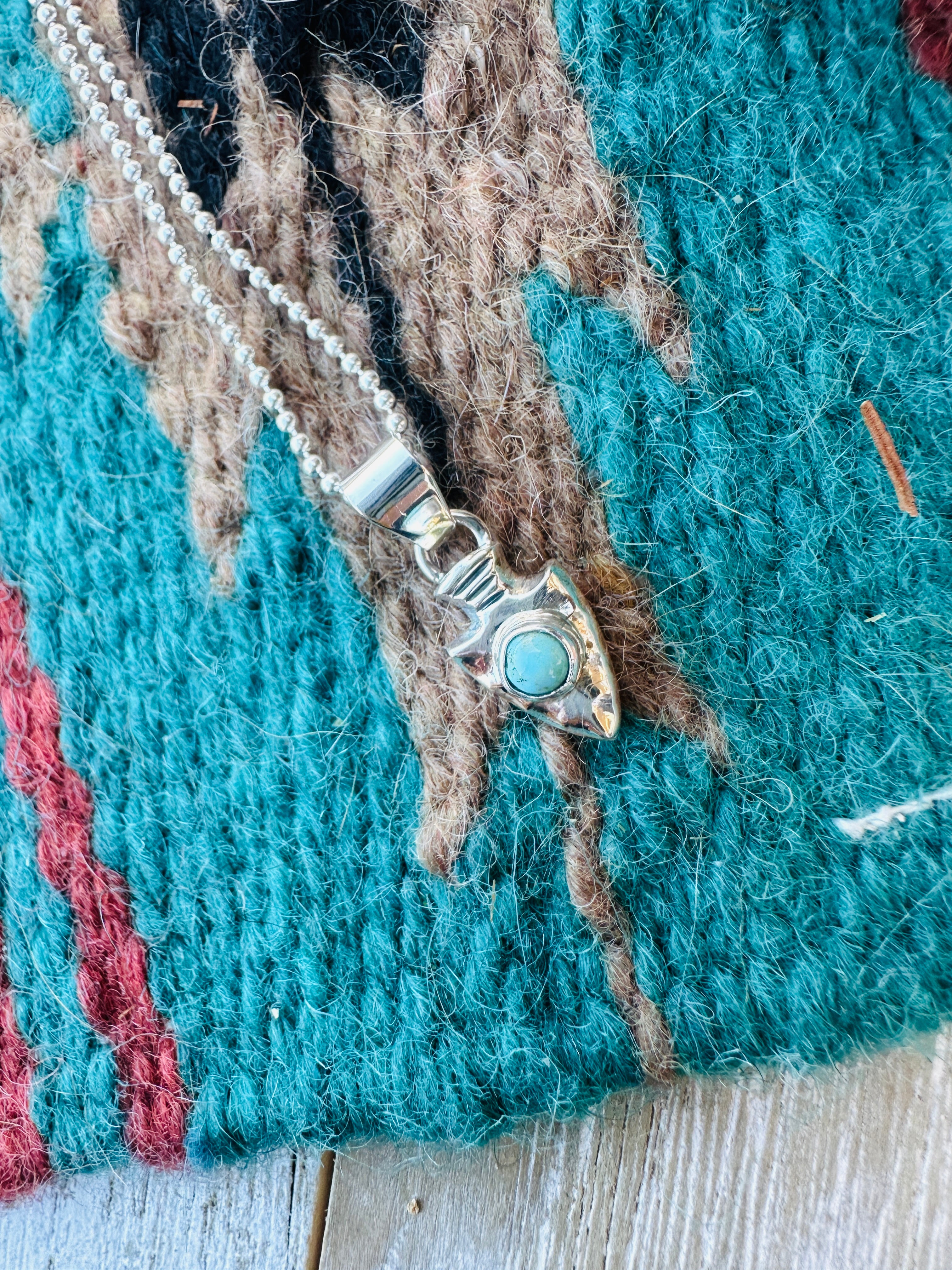 Handcrafted Sterling Silver and Turquoise Arrowhead Mini Pendant