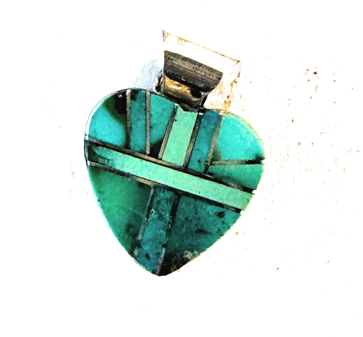 Handcrafted Turquoise & Sterling Silver Inlay Heart Pendant