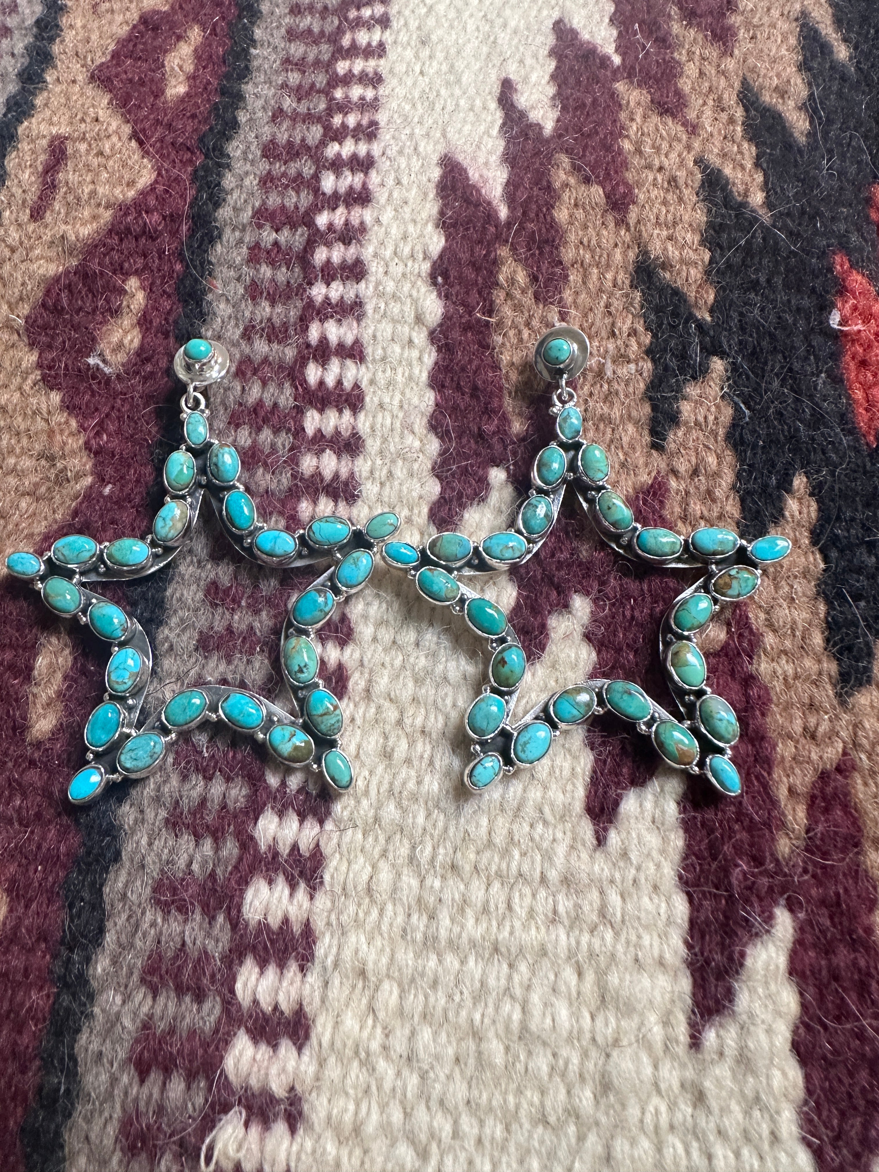 STARLIGHT Handmade Turquoise & Sterling Silver Star Dangle Earrings