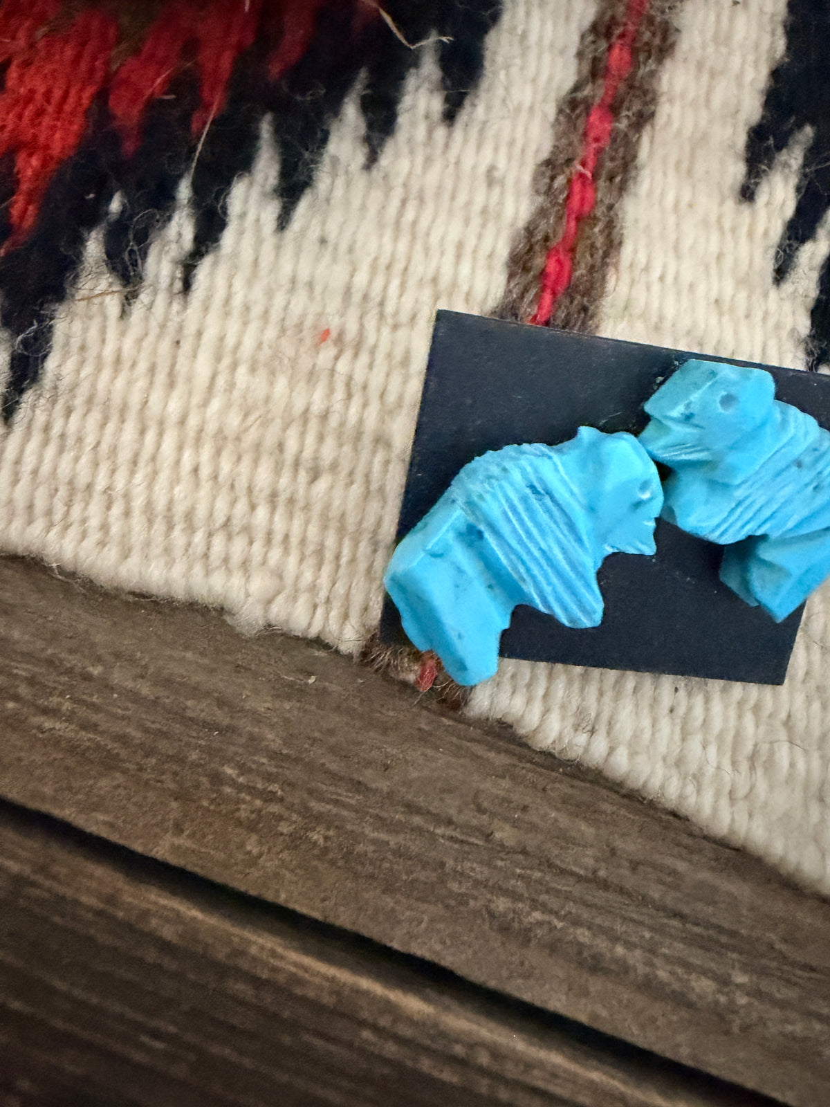 Handcrafted Hand Carved Turquoise Fetish Buffalo Stud Earrings