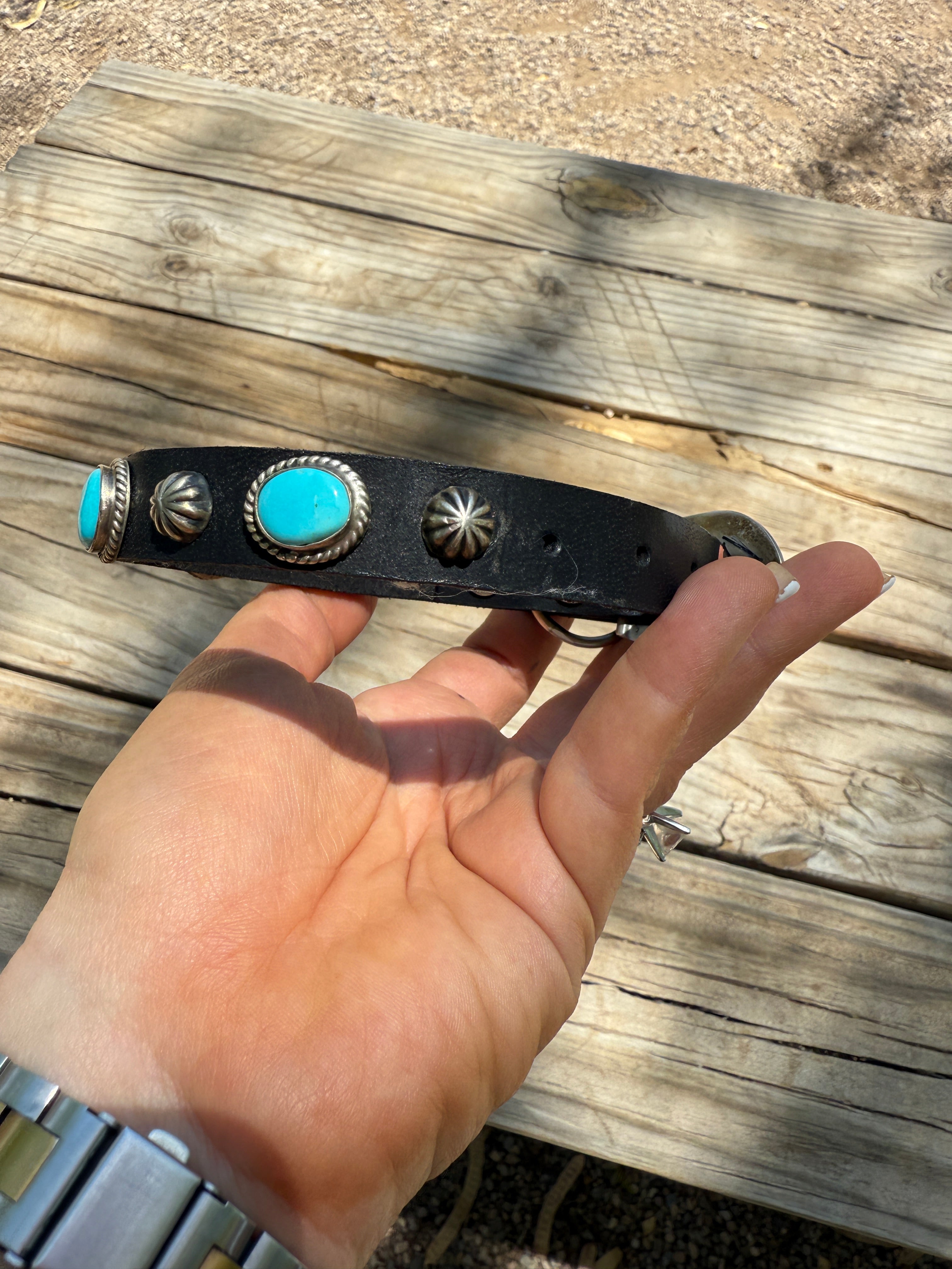 Handcrafted Turquoise Leather Dog Collars