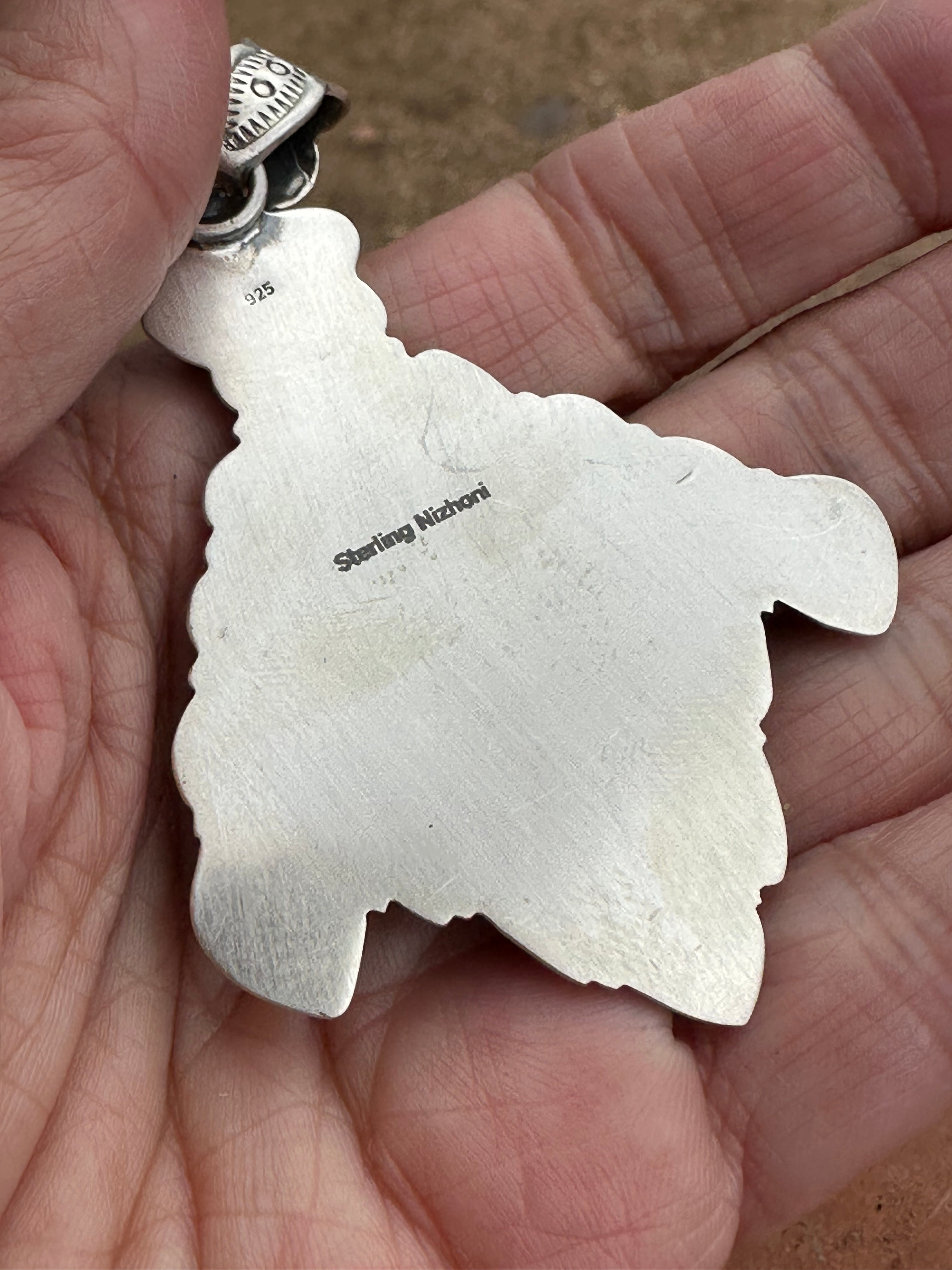 Handmade Sterling Silver & Turquoise Christmas Tree Pendant