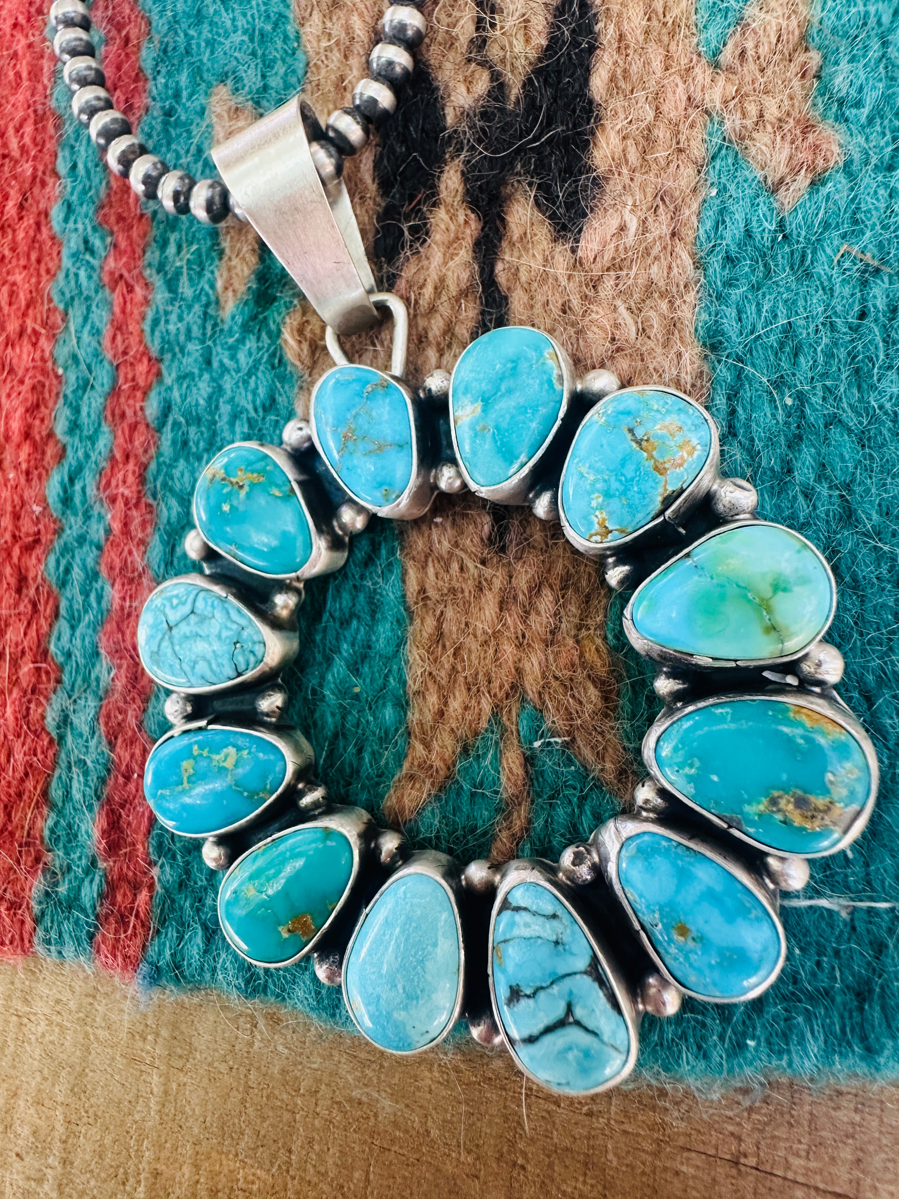 Handcrafted Sterling Silver & Turquoise Cluster Pendant