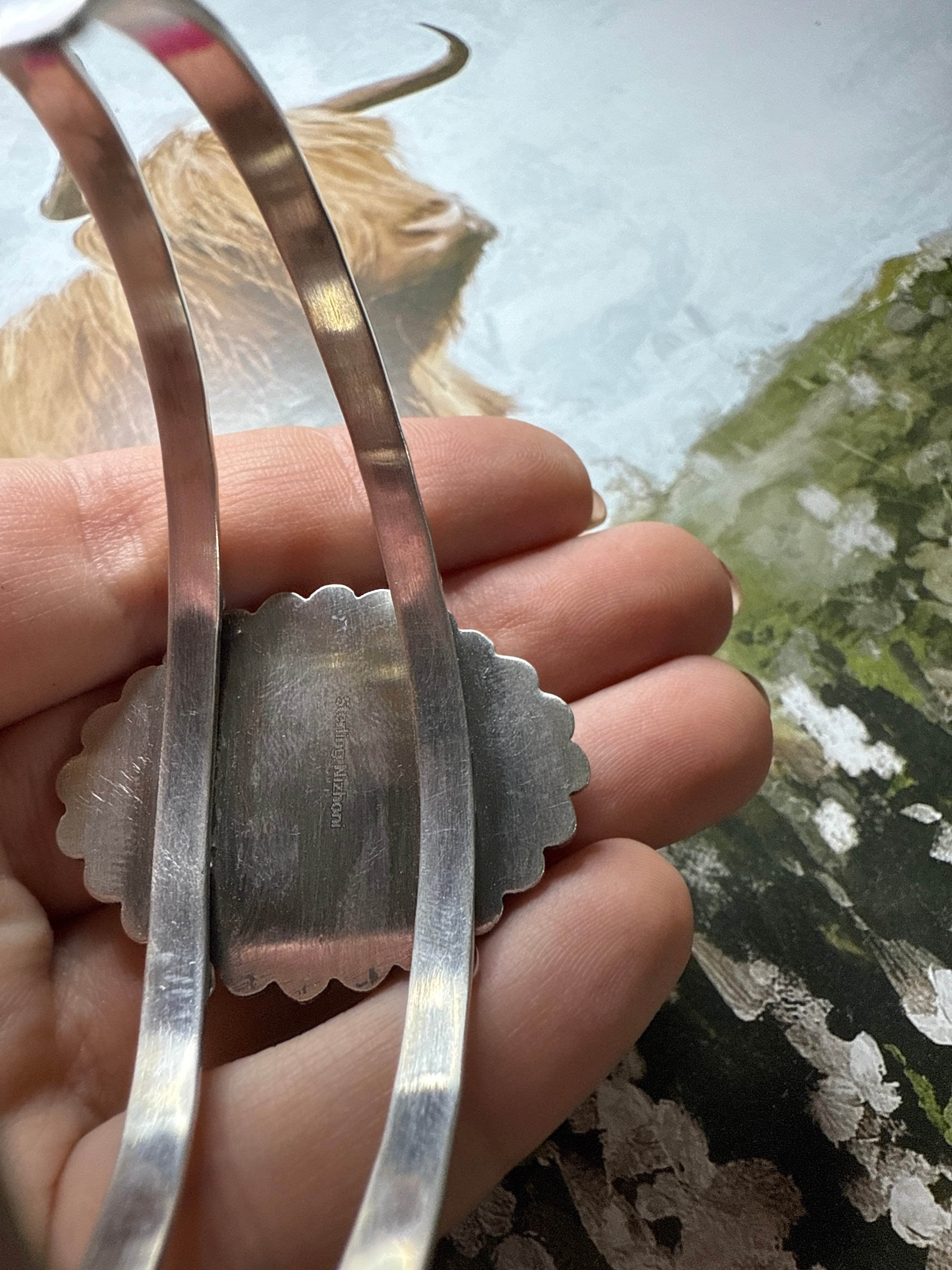 Handmade Sterling Silver & Golden Hills Turquoise Cuff Bracelet