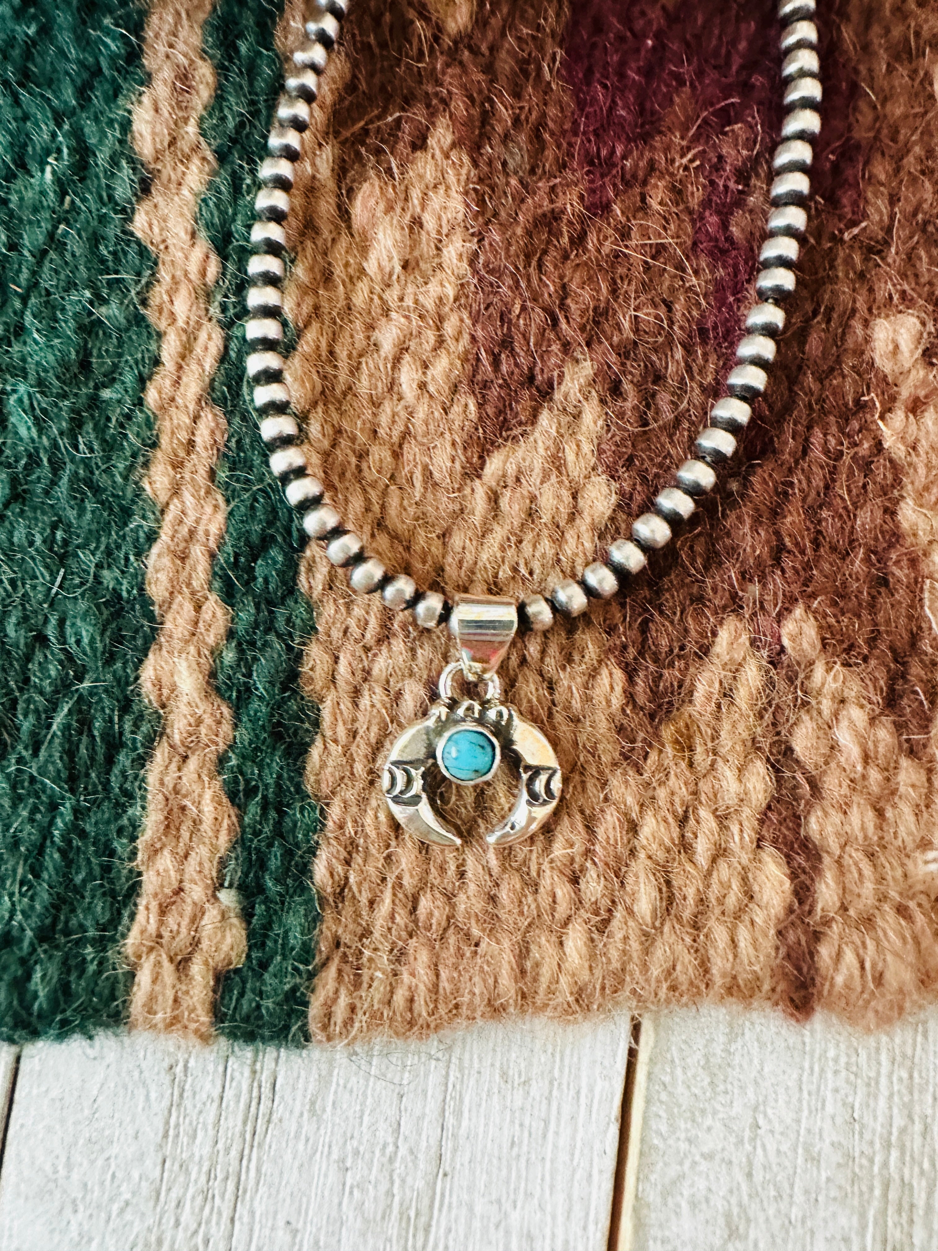 Handcrafted Turquoise & Sterling Silver Mini Naja Pendant