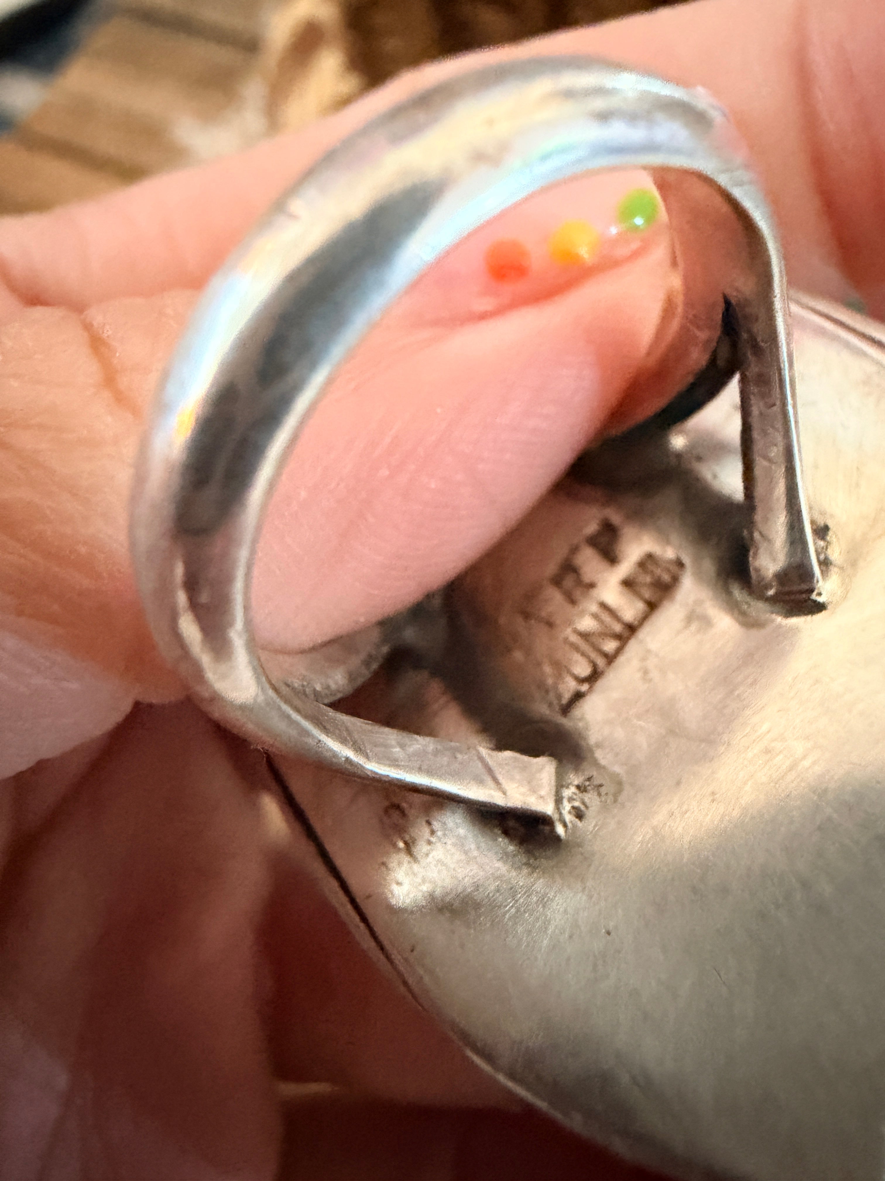 Old Pawn Handcrafted Multi Stone & Sterling Silver Inlay Kachina Ring Size 8.75