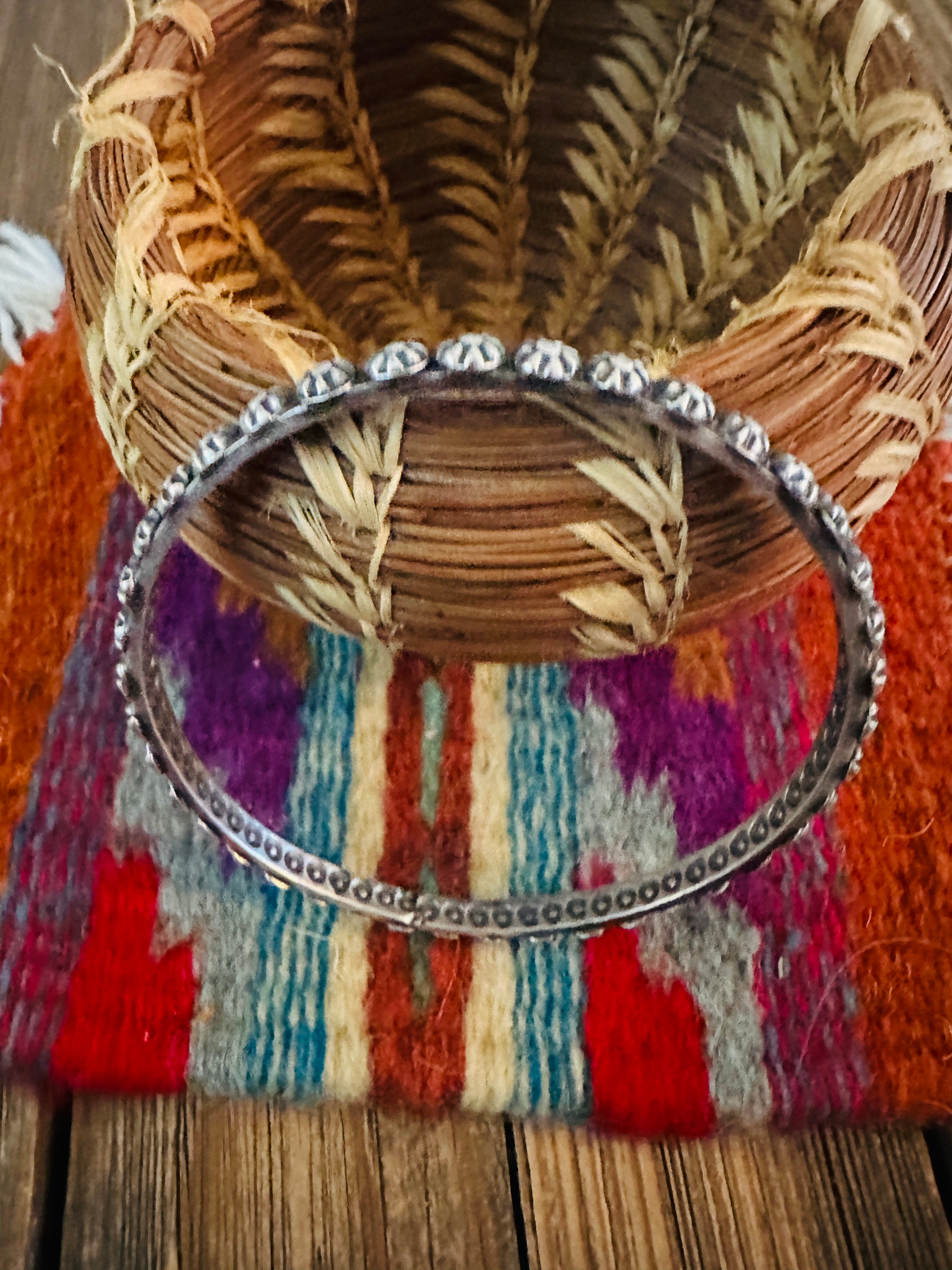 Handcrafted Sterling Silver Studded Bangle Bracelet by Kevin Billah