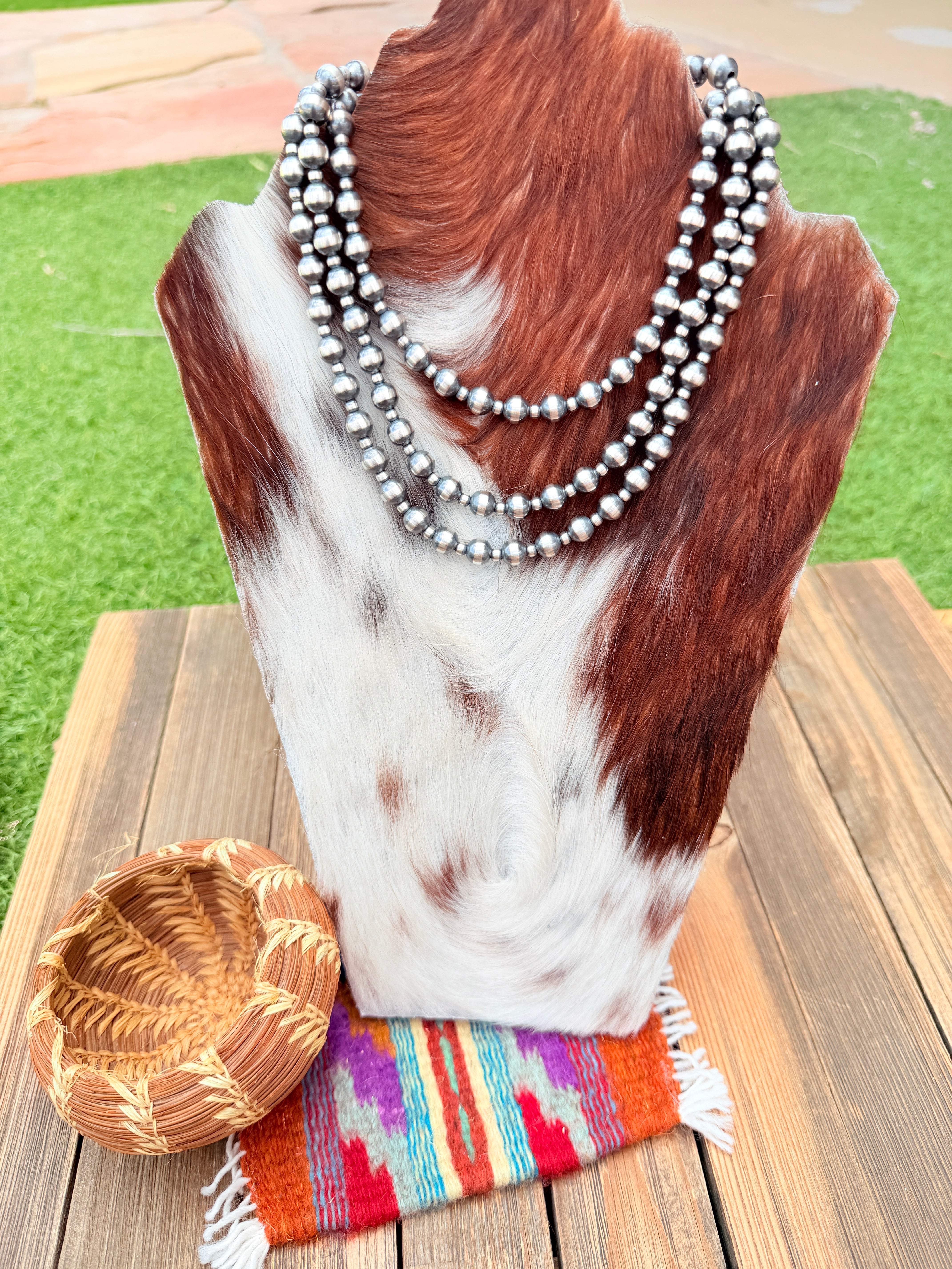 Handcrafted 4mm & 8mm Sterling Silver Pearl Beaded Necklace