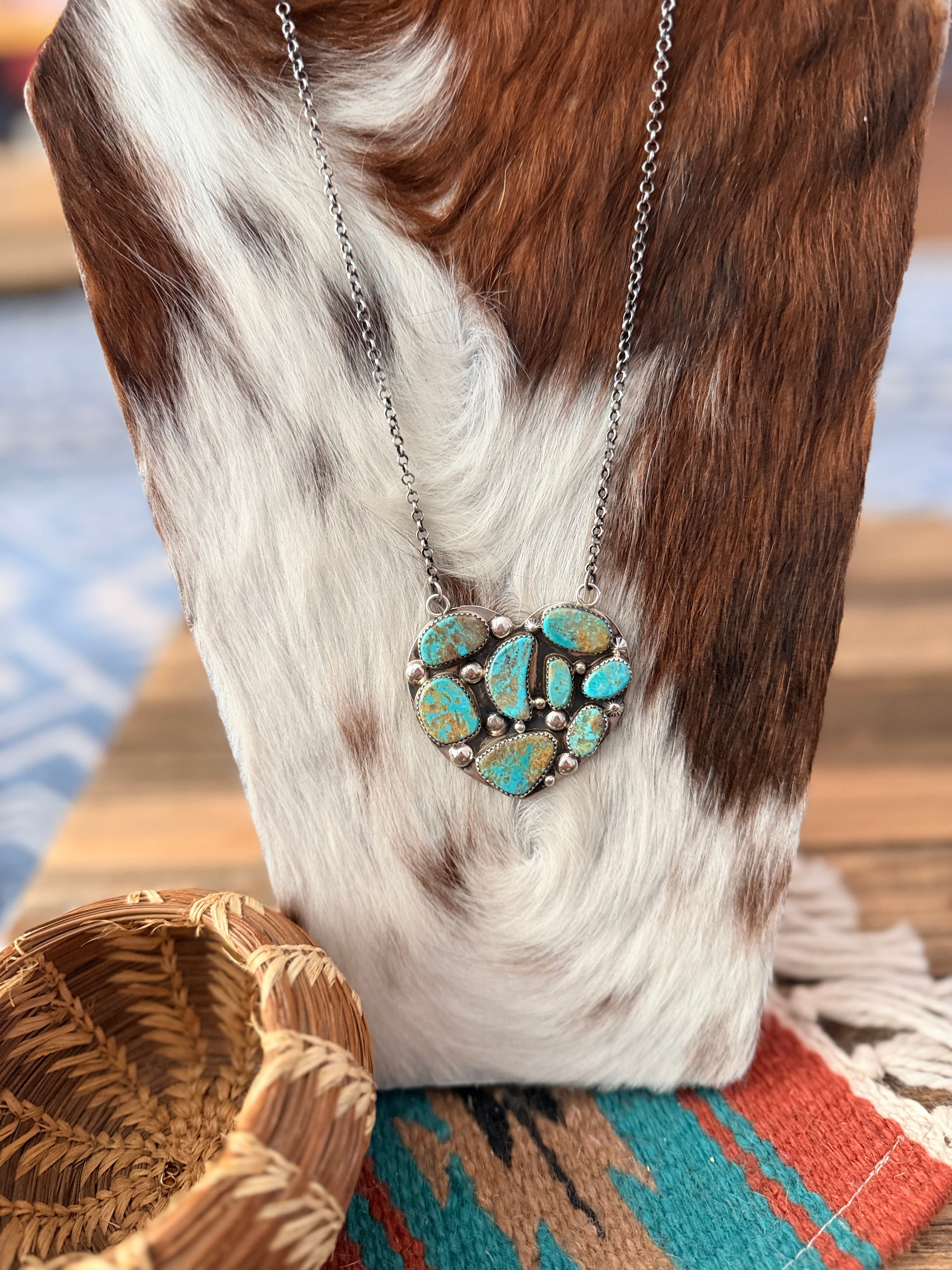 Handcrafted Turquoise & Sterling Silver Heart Necklace by Jacqueline Silver