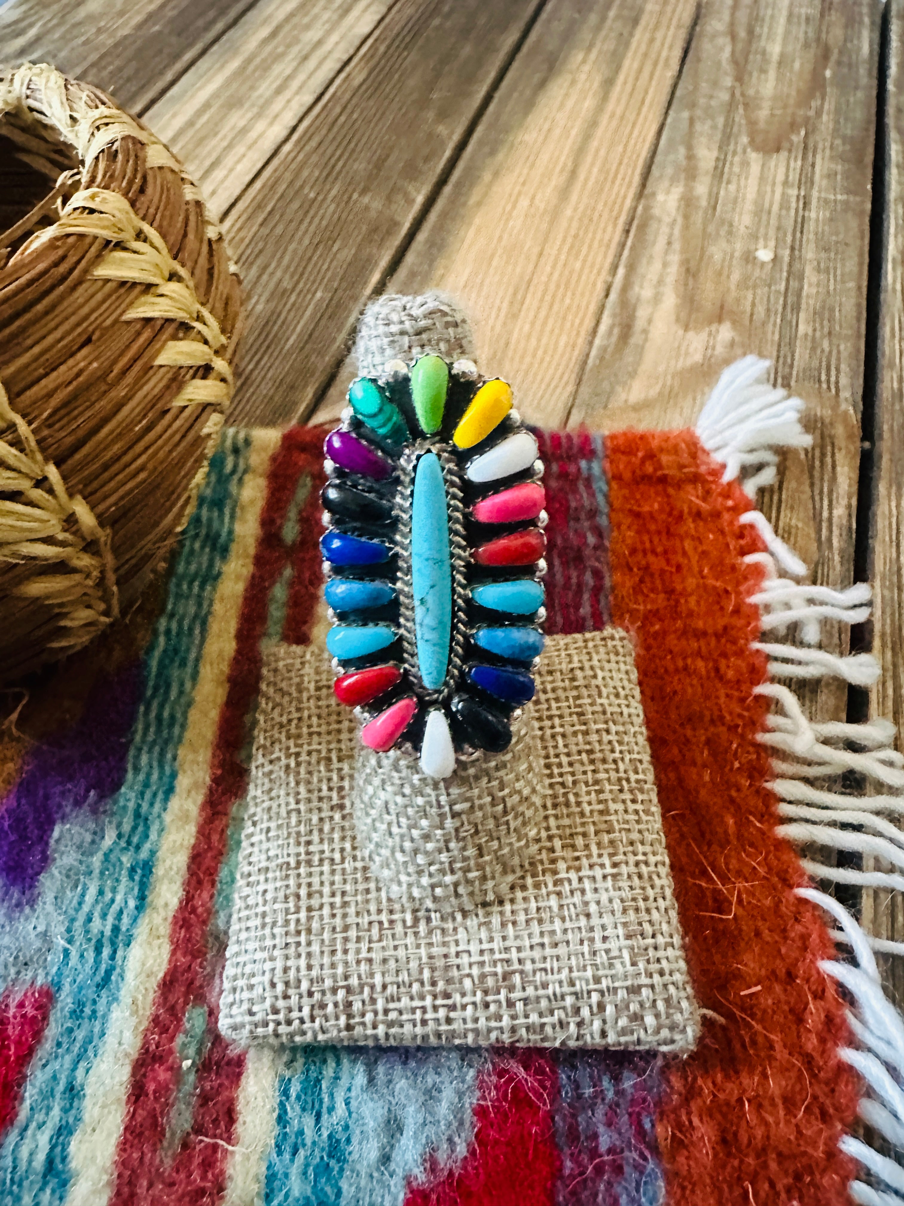 Handcrafted Sterling Silver & Multi Stone Cluster Ring