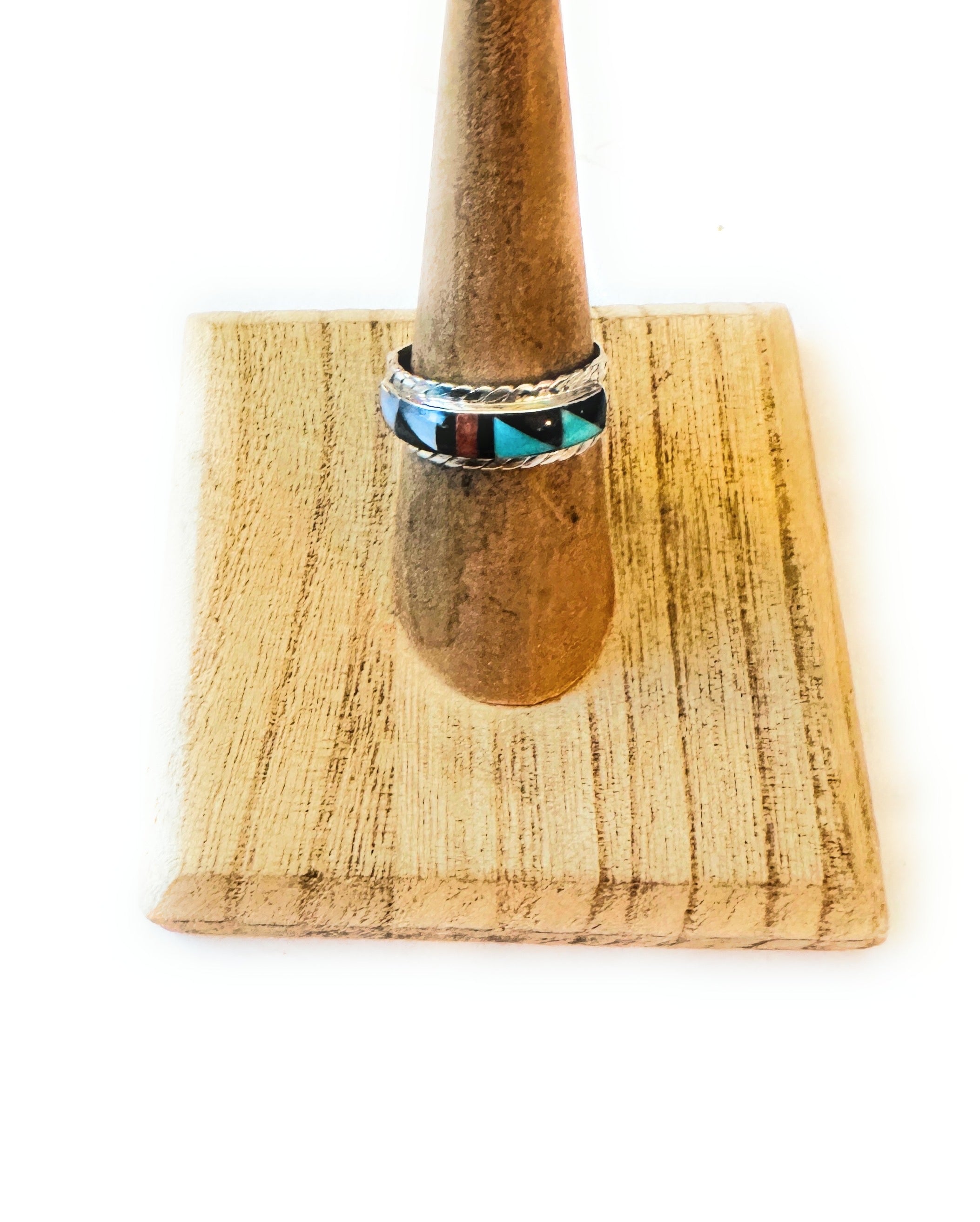 Handcrafted Sterling Silver & Multi Stone Inlay Ring