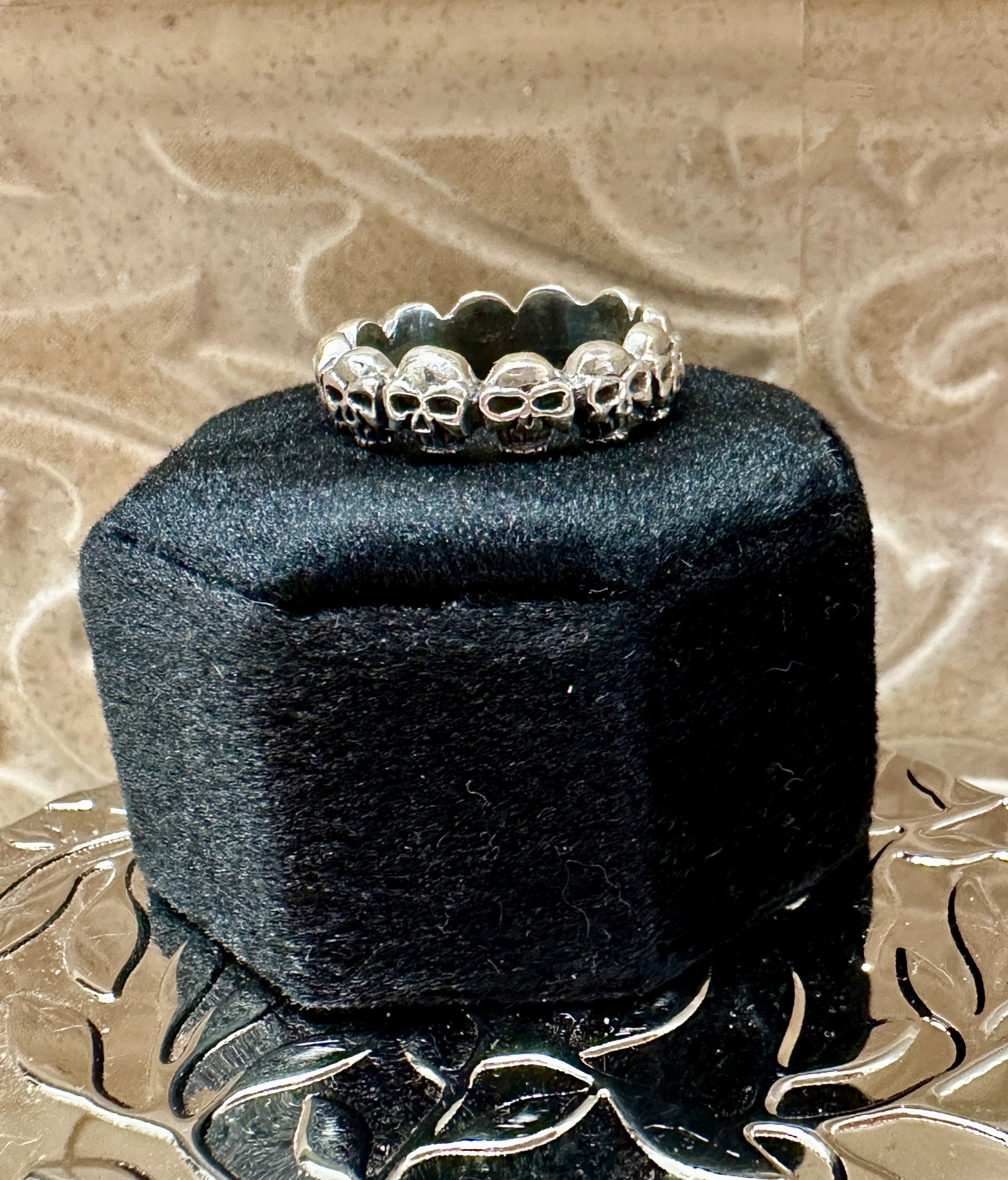 Skulls All Around Sterling Silver Ring