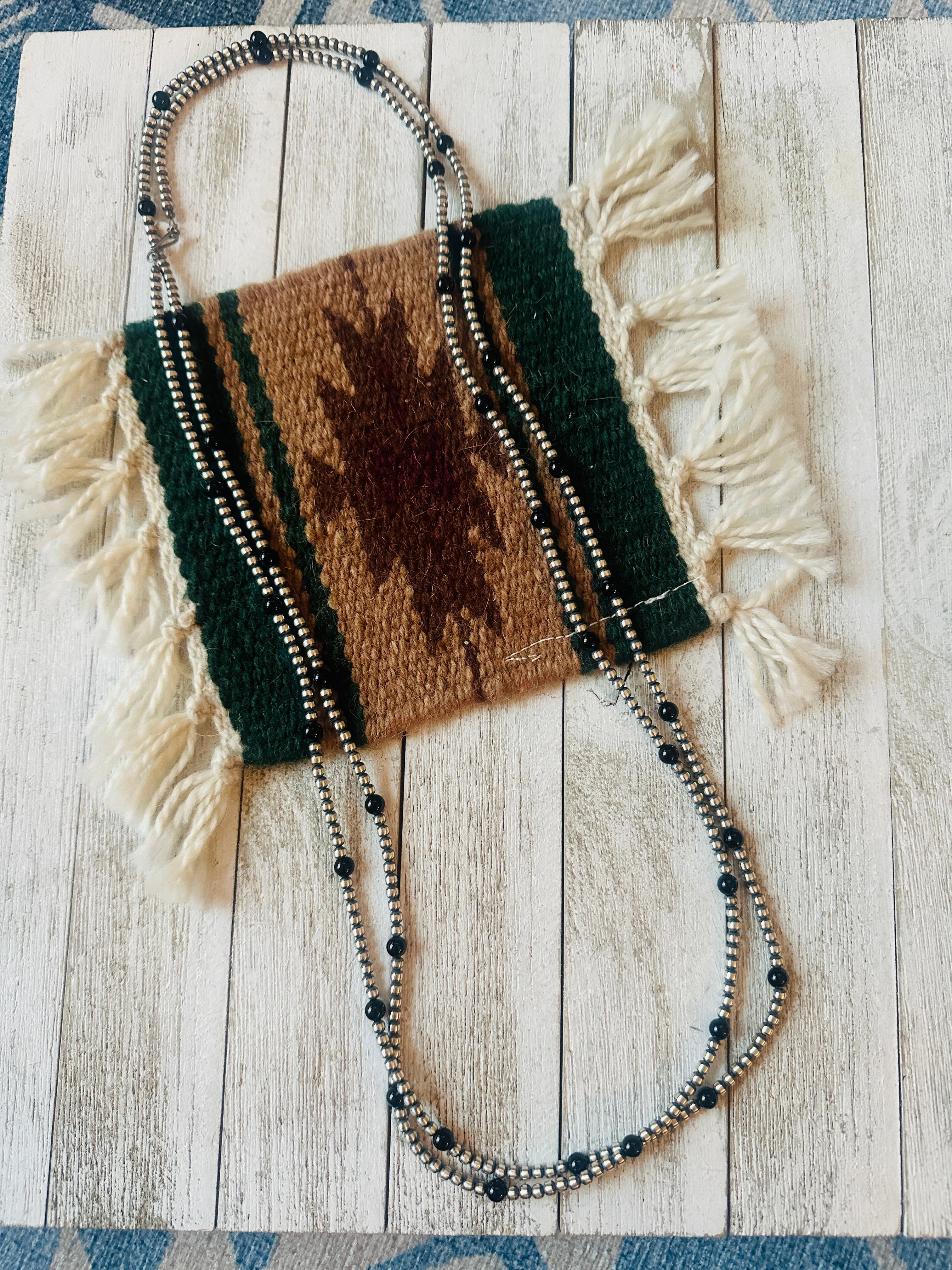 Pearl Sterling Silver & Onyx 70 inch Beaded Necklace